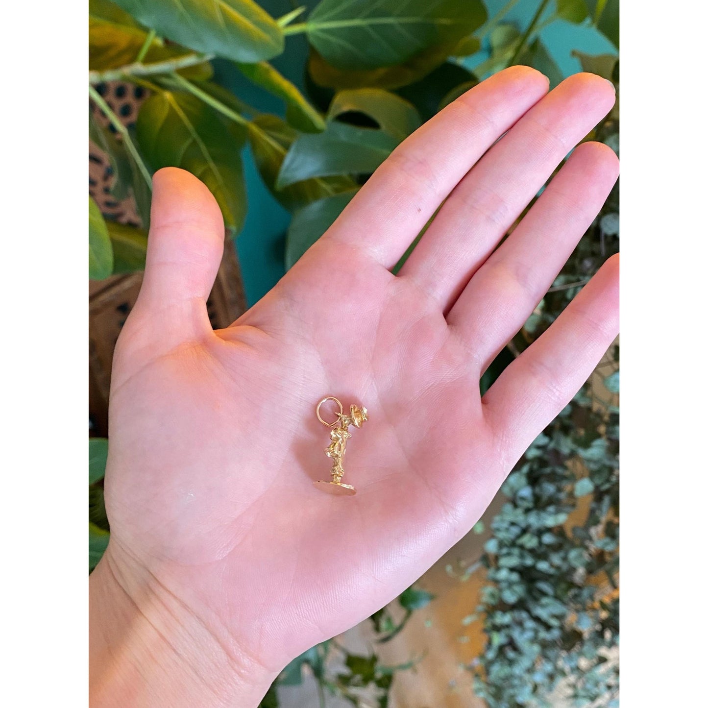 Vintage Solid 14k Yellow Gold Old Timey Candlestick Phone Charm