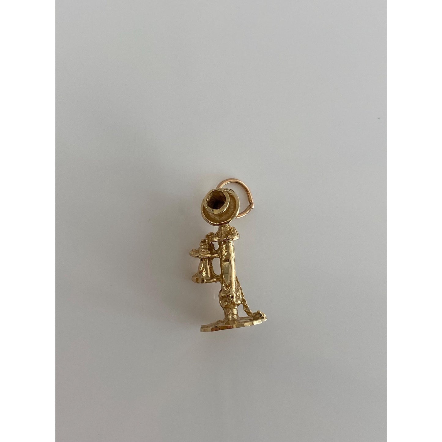 Vintage Solid 14k Yellow Gold Old Timey Candlestick Phone Charm