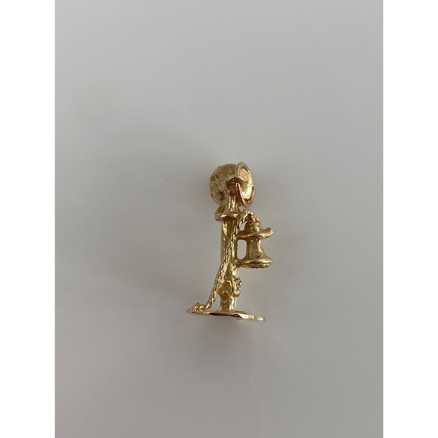 Vintage Solid 14k Yellow Gold Old Timey Candlestick Phone Charm