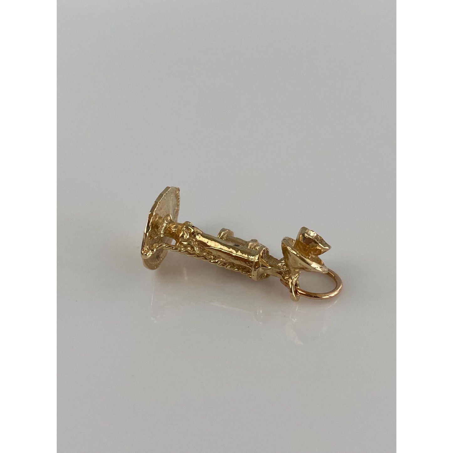 Vintage Solid 14k Yellow Gold Old Timey Candlestick Phone Charm