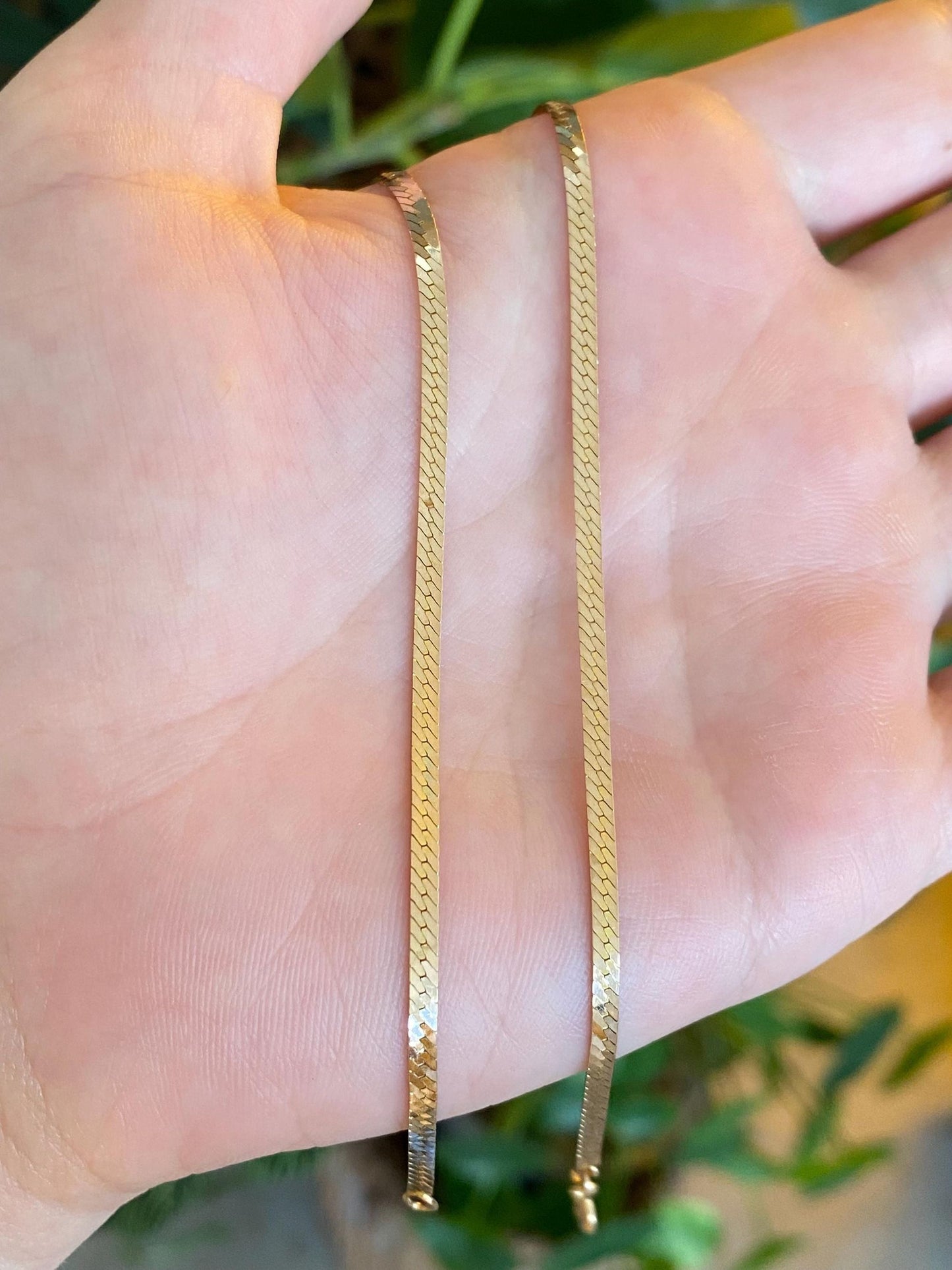 Vintage Solid 14k Yellow Gold Flat Chain Necklace - 20 inches