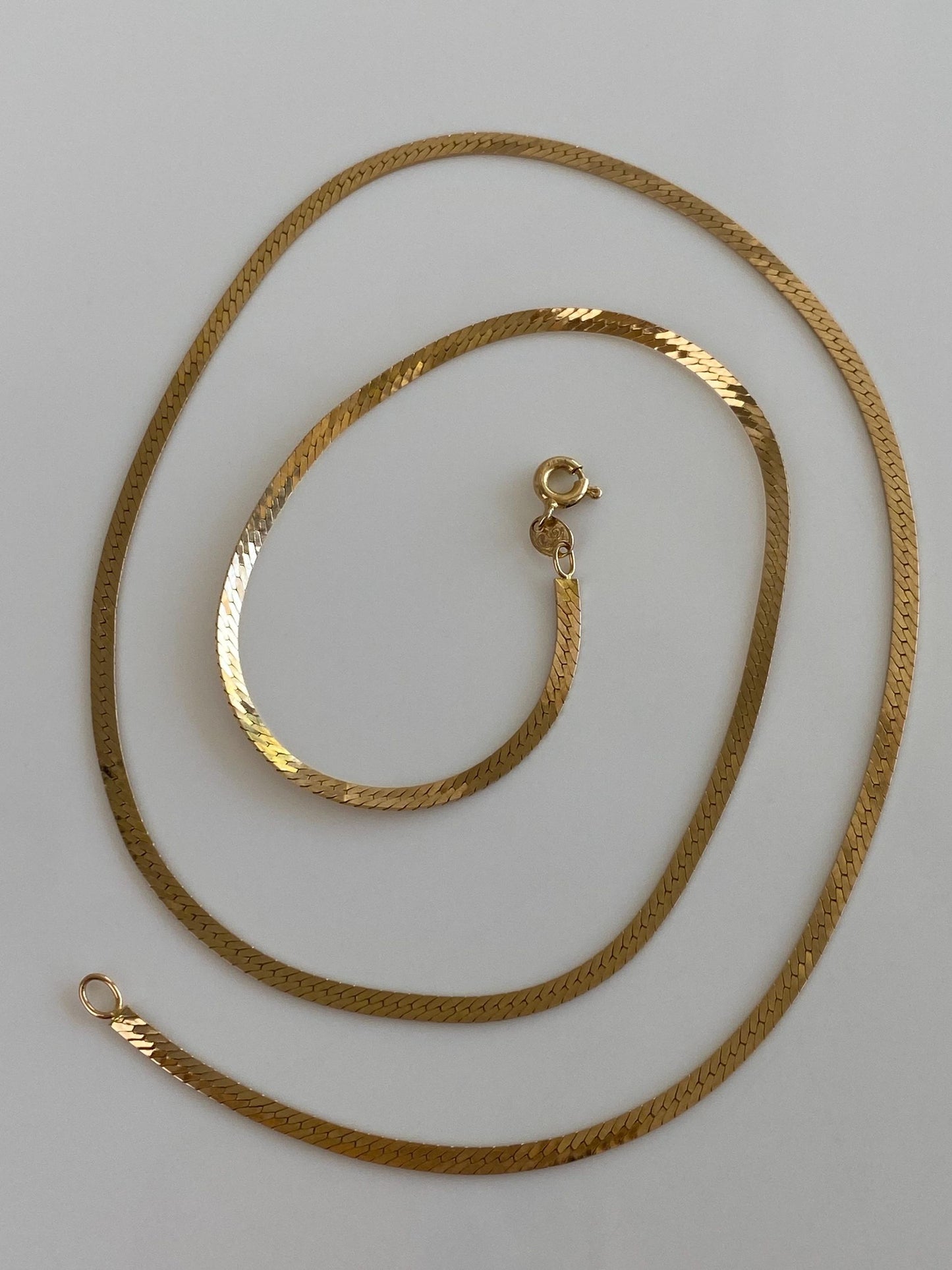 Vintage Solid 14k Yellow Gold Flat Chain Necklace - 20 inches