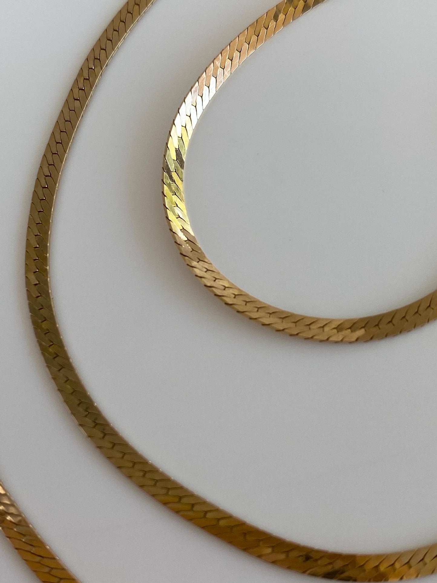 Vintage Solid 14k Yellow Gold Flat Chain Necklace - 20 inches