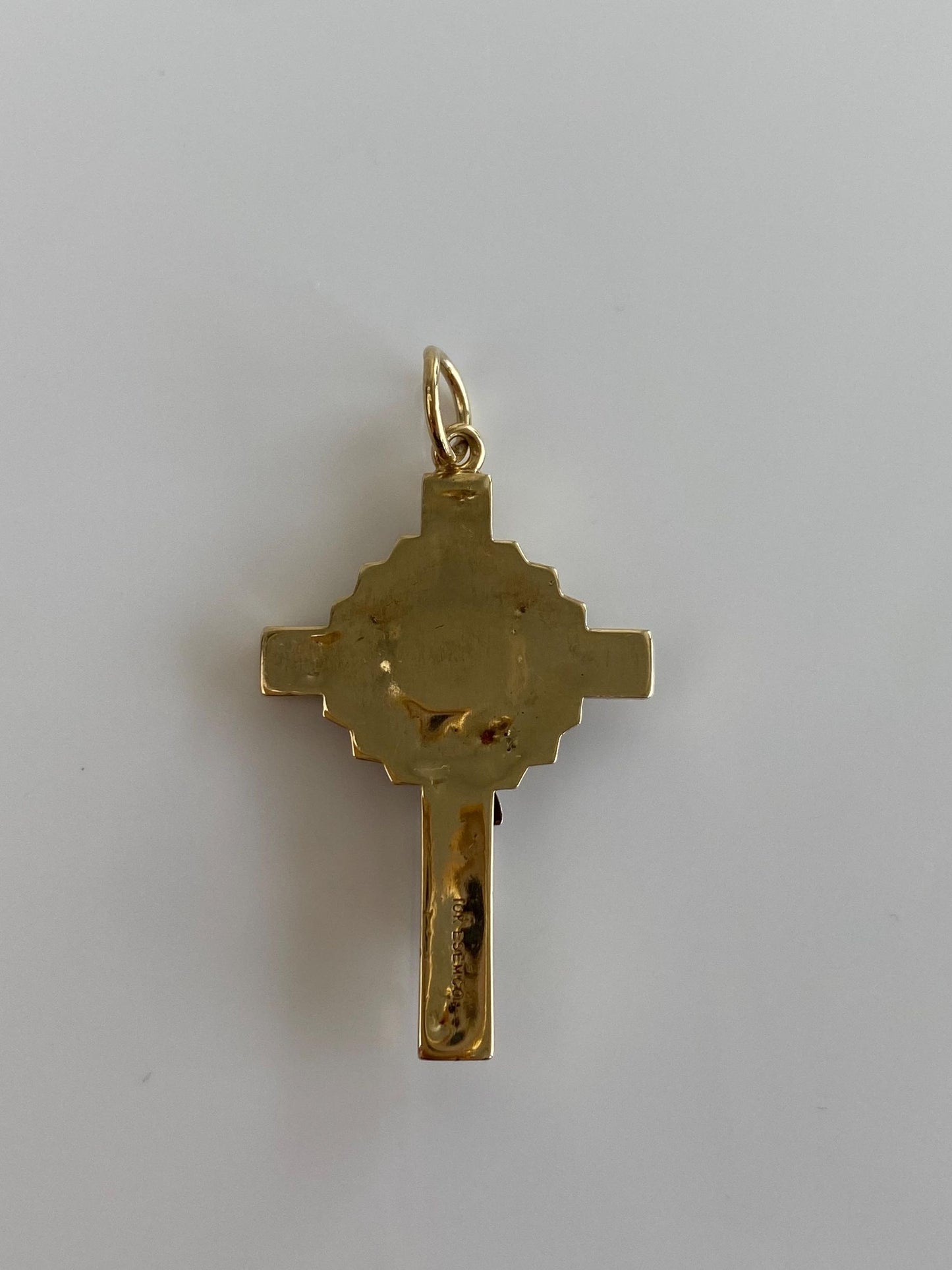 Vintage 10k White & Yellow Gold Crucifix Cross Charm