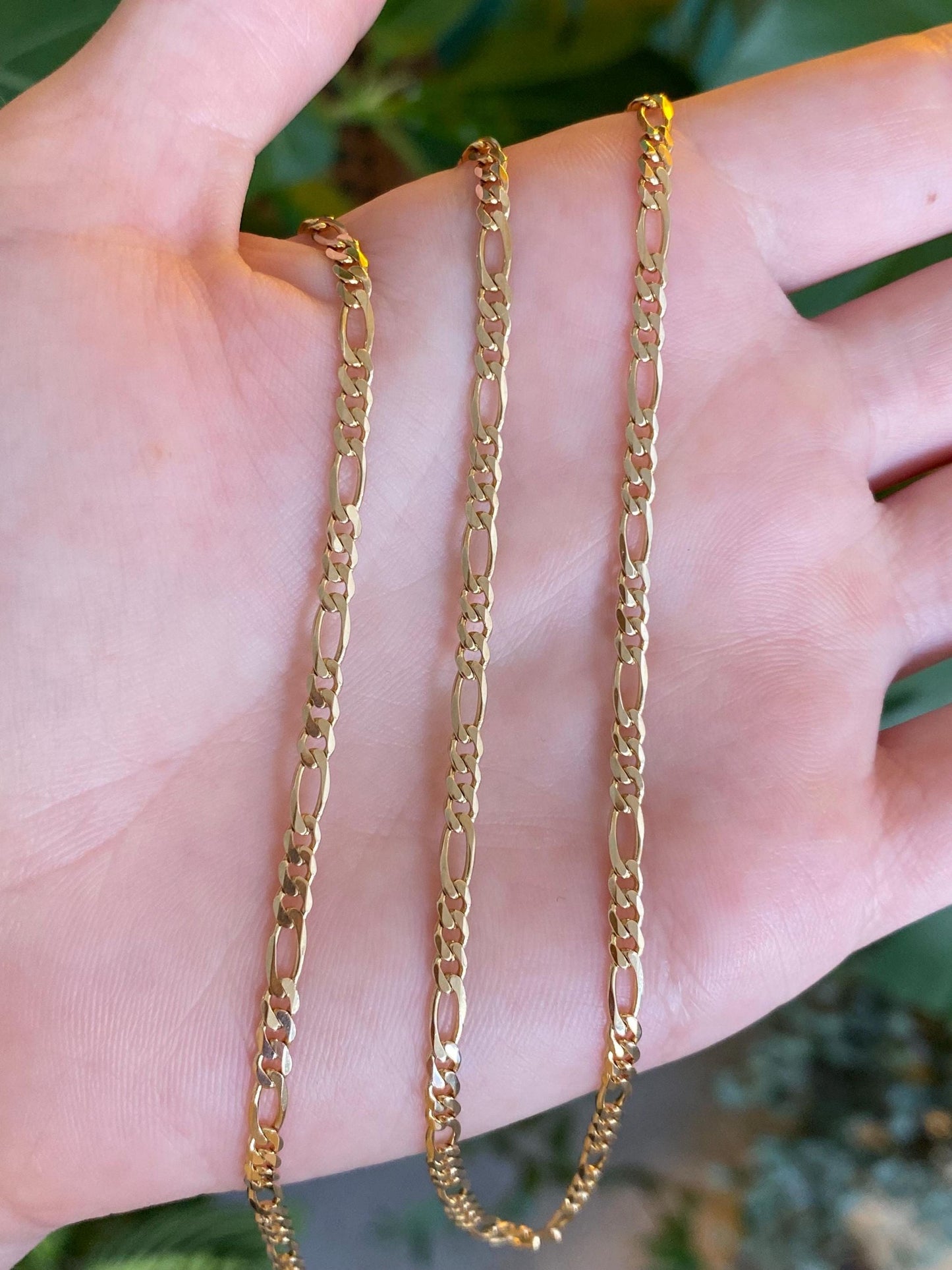 Vintage Solid 14k Yellow Gold Figaro Chain Necklace - 20.25 inches