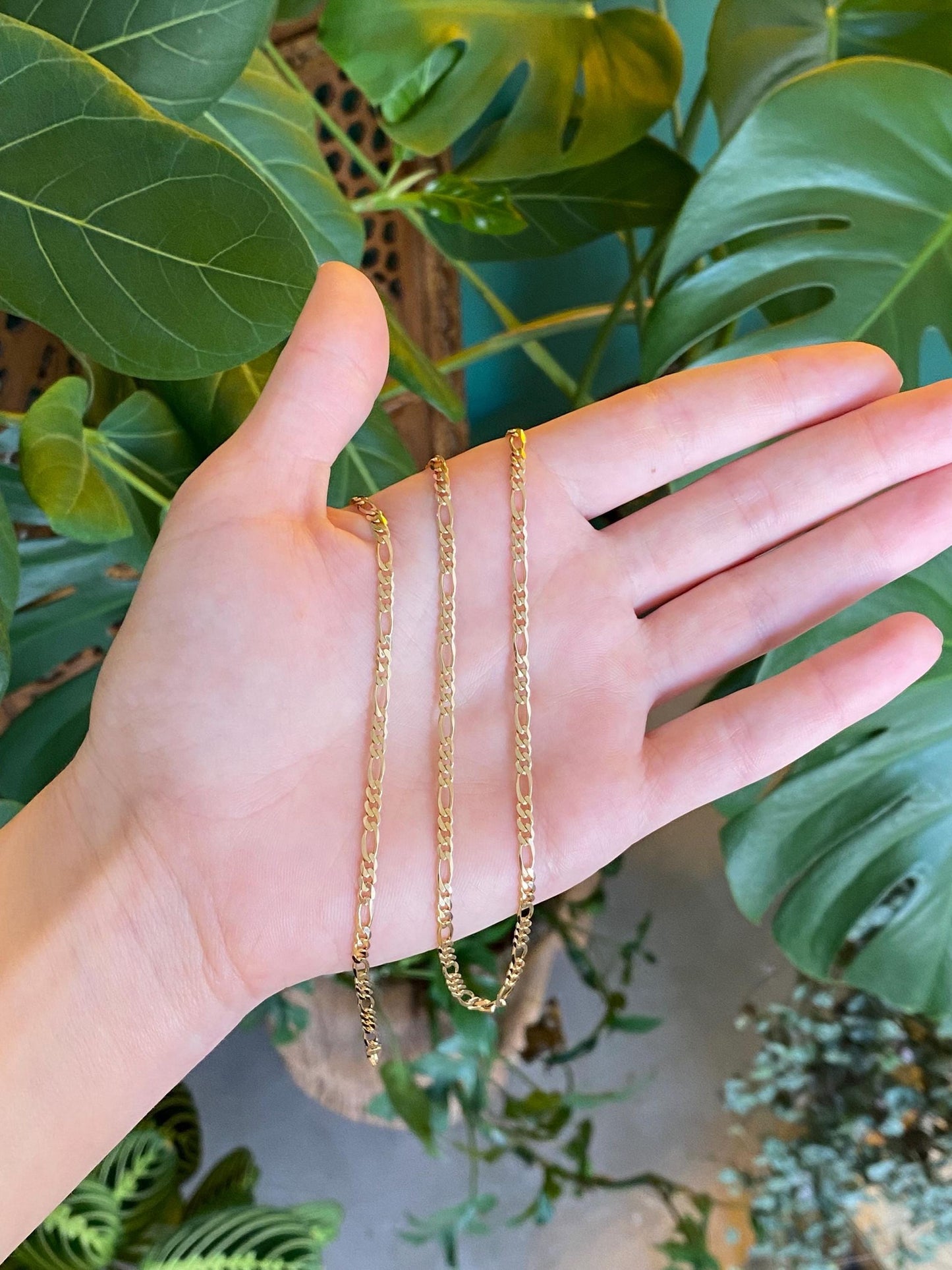 Vintage Solid 14k Yellow Gold Figaro Chain Necklace - 20.25 inches