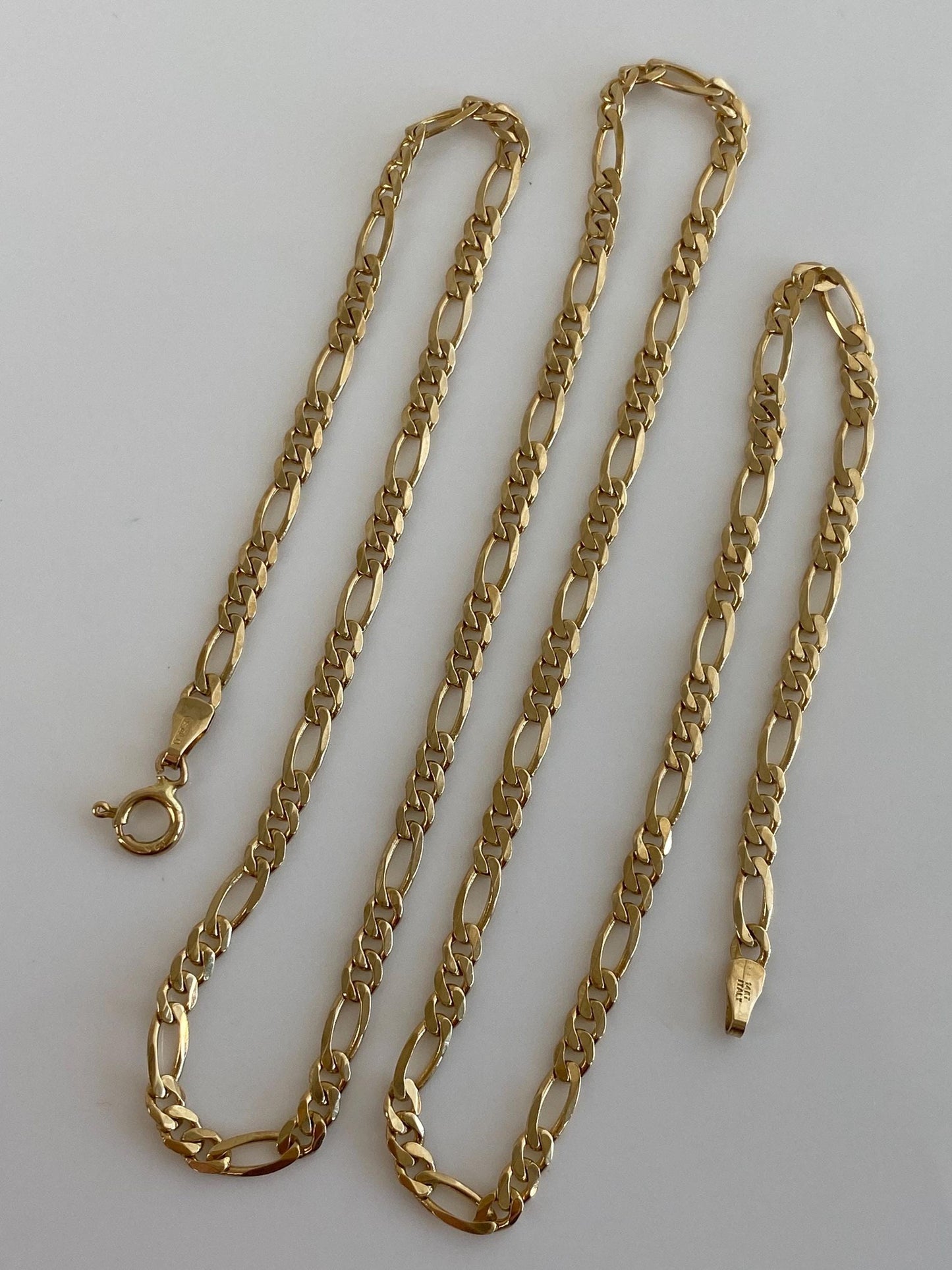 Vintage Solid 14k Yellow Gold Figaro Chain Necklace - 20.25 inches