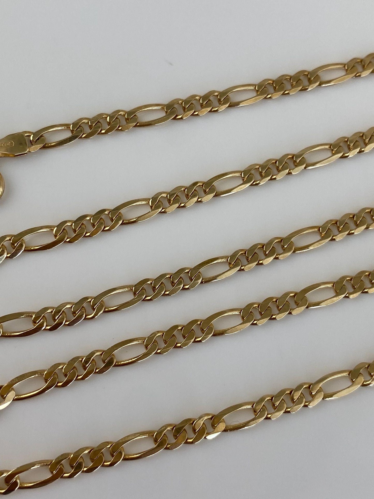 Vintage Solid 14k Yellow Gold Figaro Chain Necklace - 20.25 inches