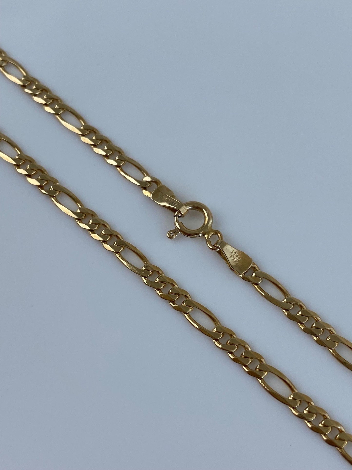 Vintage Solid 14k Yellow Gold Figaro Chain Necklace - 20.25 inches