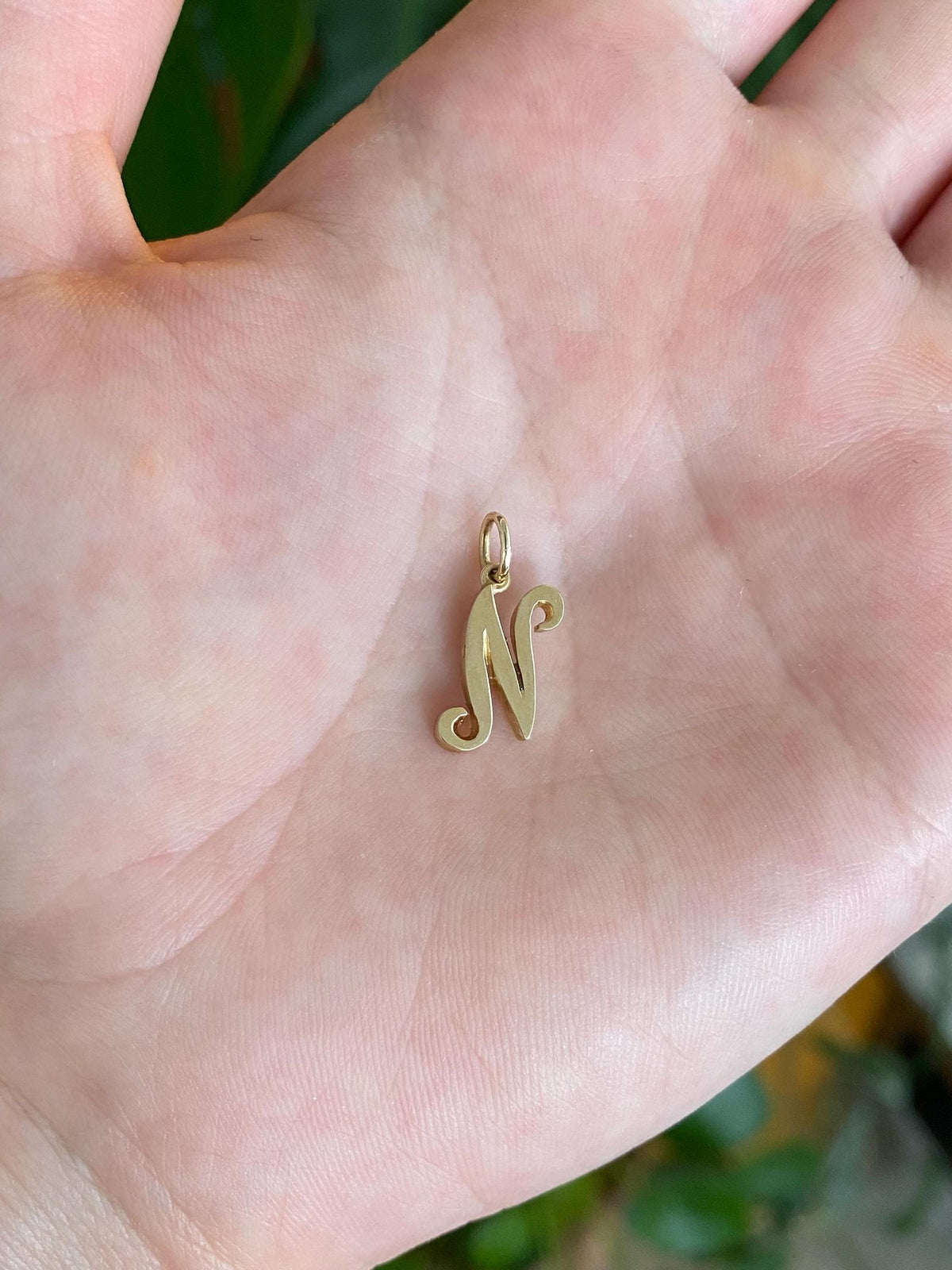 Solid 14k Yellow Gold Initial 'N' Charm