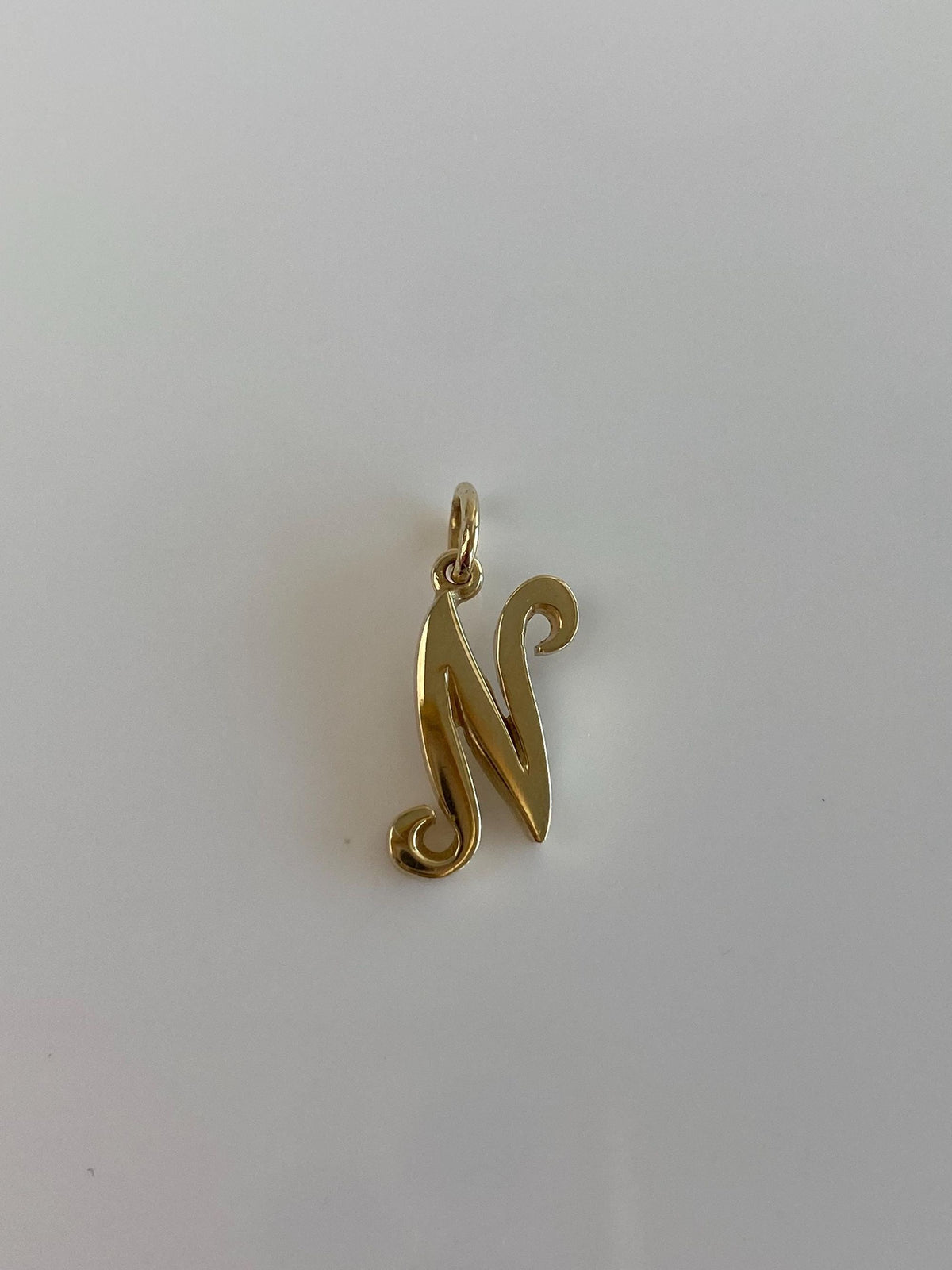 Solid 14k Yellow Gold Initial 'N' Charm