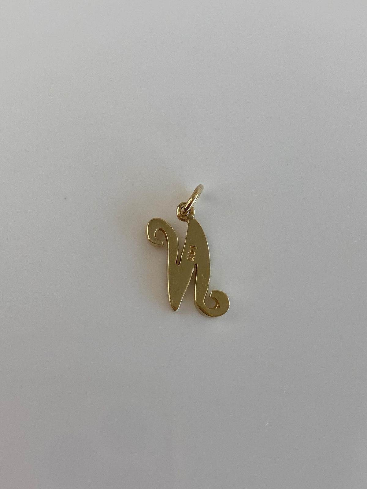 Solid 14k Yellow Gold Initial 'N' Charm