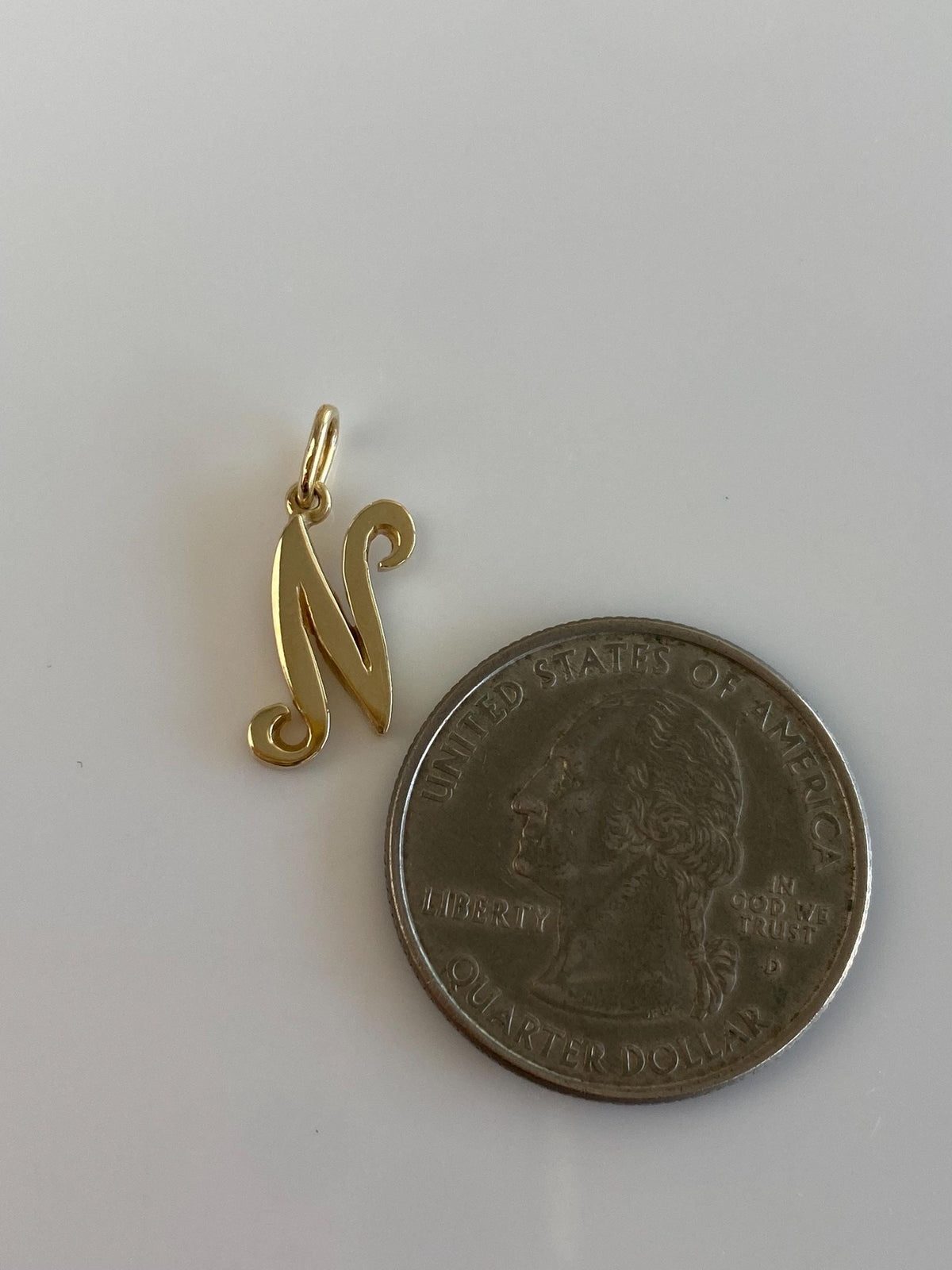 Solid 14k Yellow Gold Initial 'N' Charm