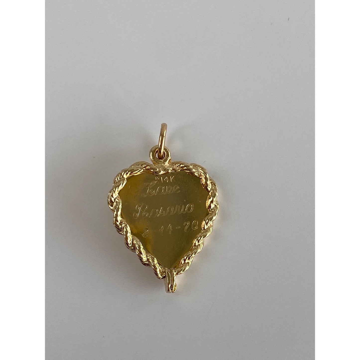 Vintage Solid 14k Yellow Gold Pearl Engine Turned Heart Charm