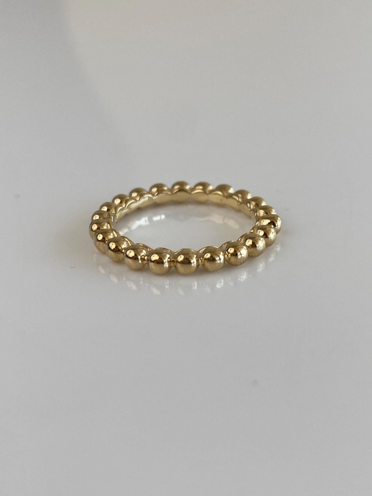 Vintage Solid 14k Yellow Gold Beaded Wire Ring Band - Size 6.5