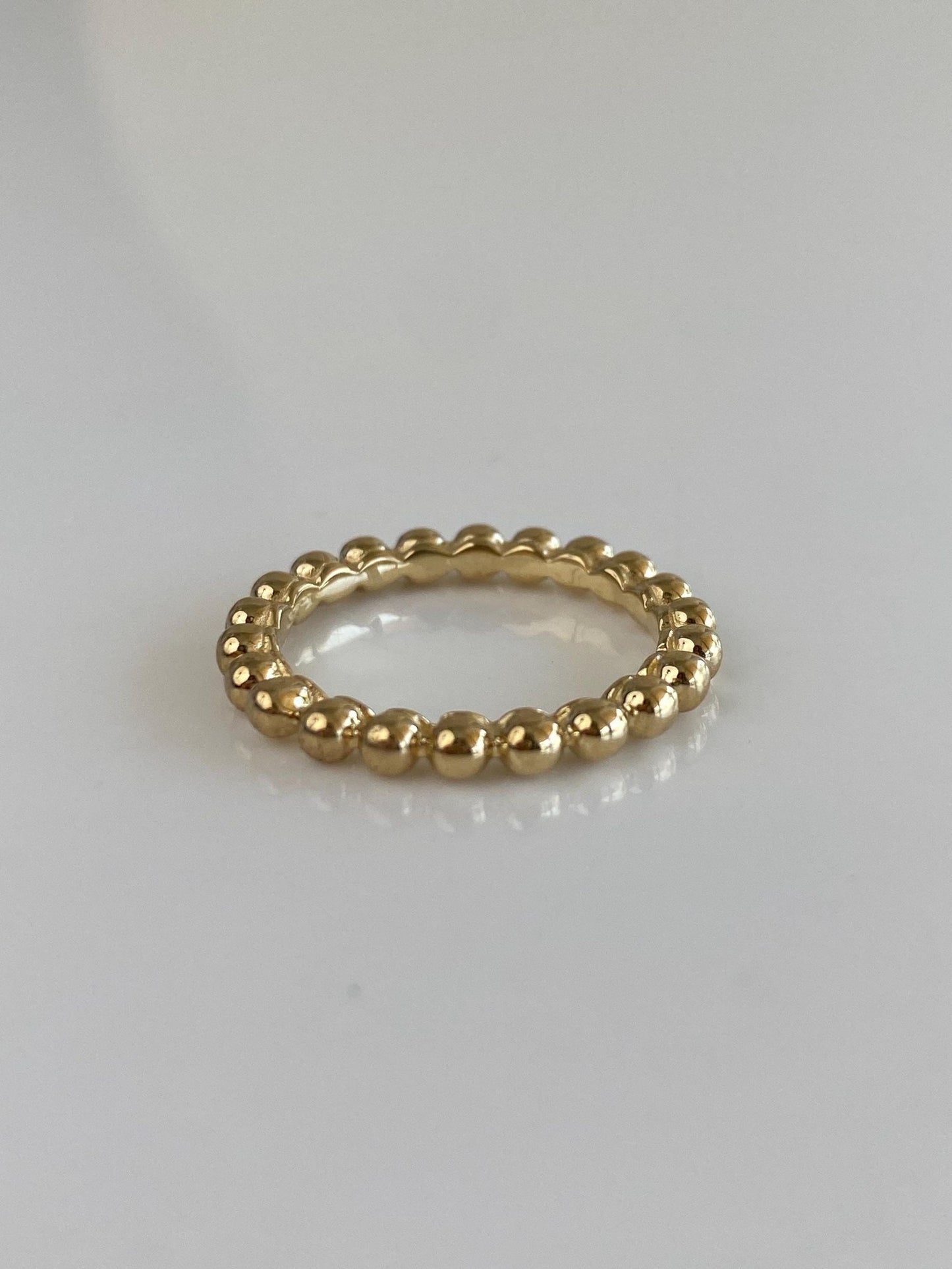Vintage Solid 14k Yellow Gold Beaded Wire Ring Band - Size 6.5
