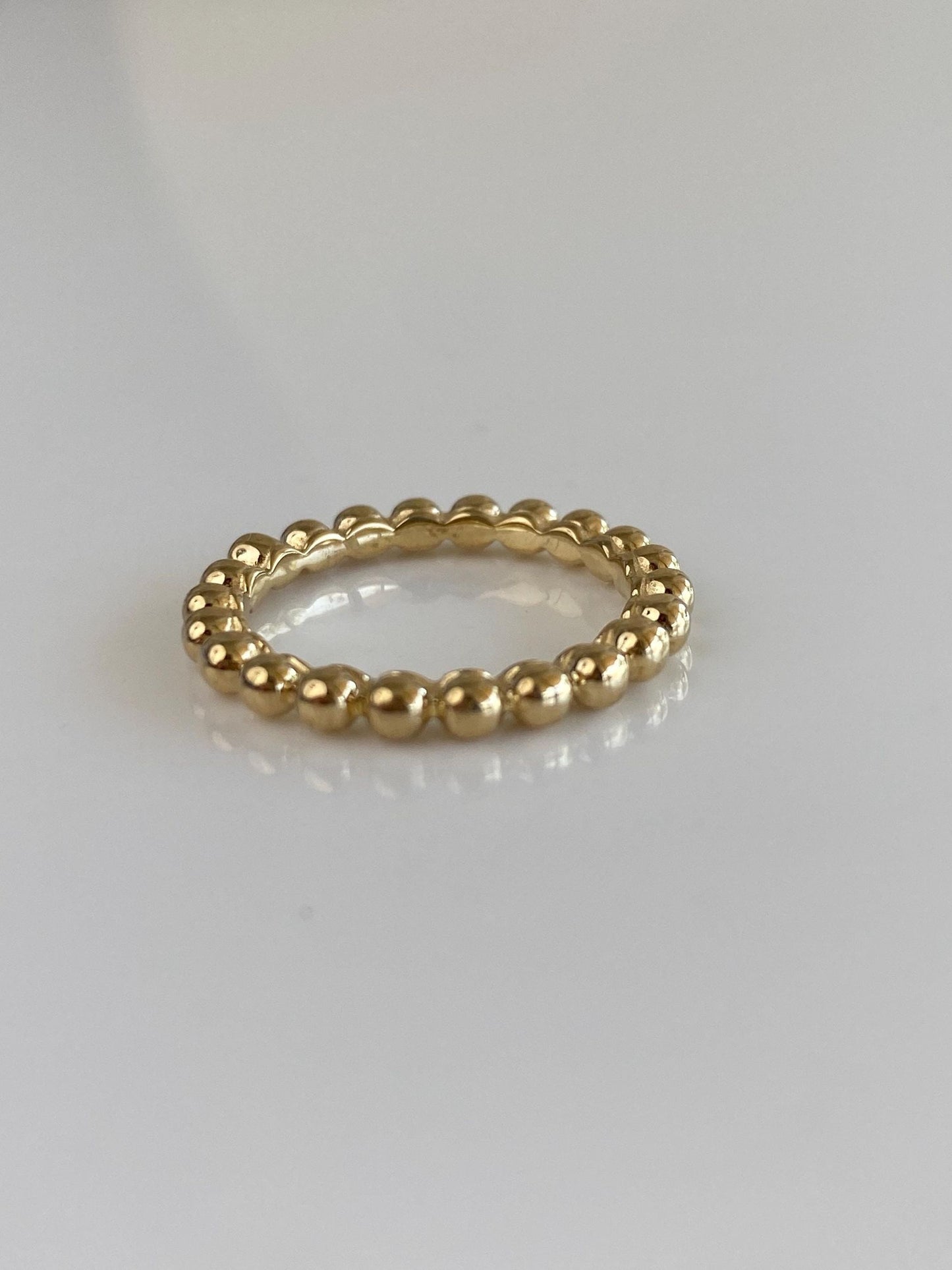 Vintage Solid 14k Yellow Gold Beaded Wire Ring Band - Size 6.5