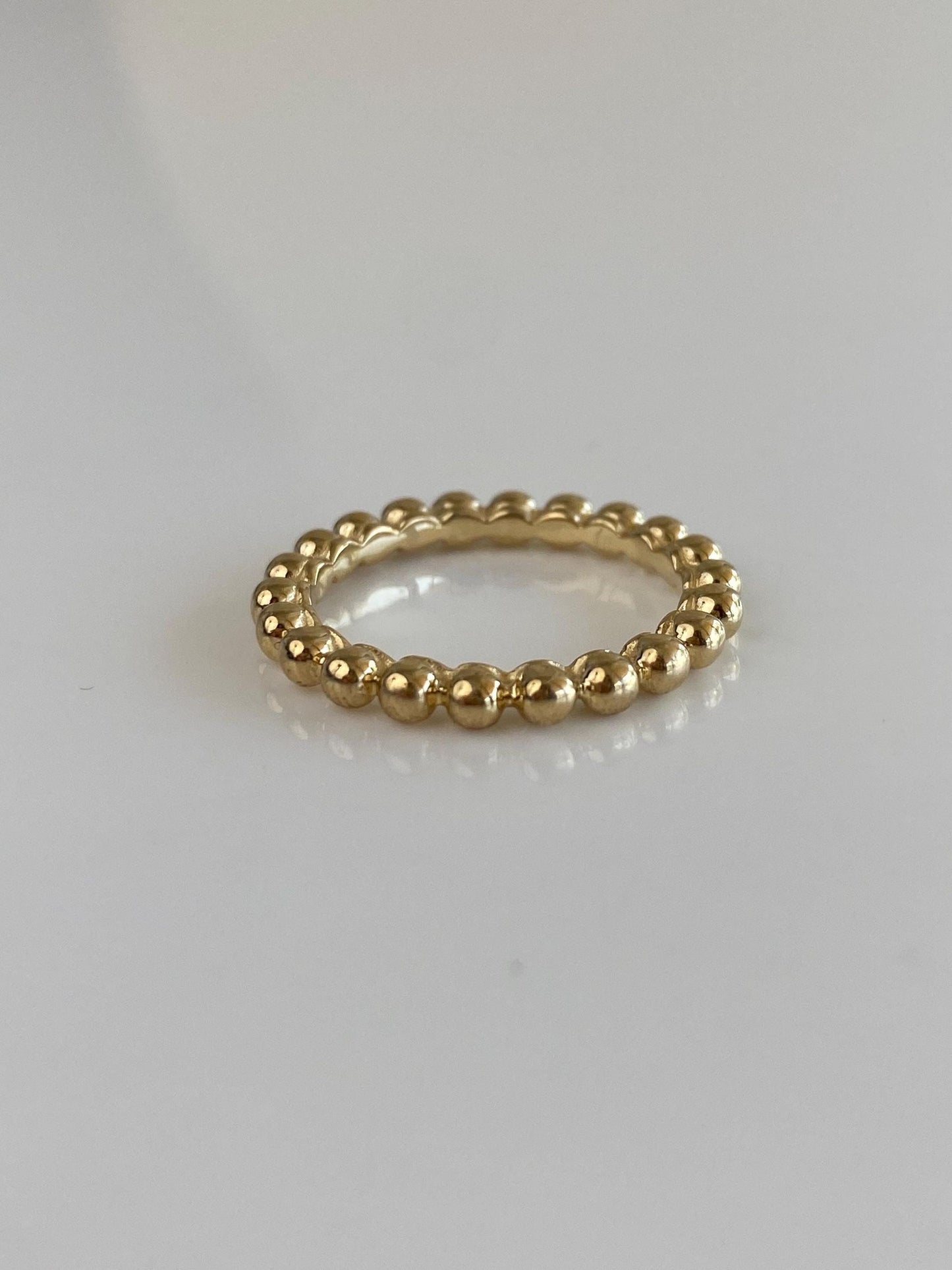 Vintage Solid 14k Yellow Gold Beaded Wire Ring Band - Size 6.5