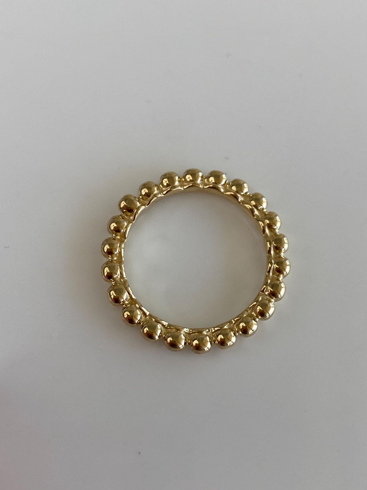 Vintage Solid 14k Yellow Gold Beaded Wire Ring Band - Size 6.5
