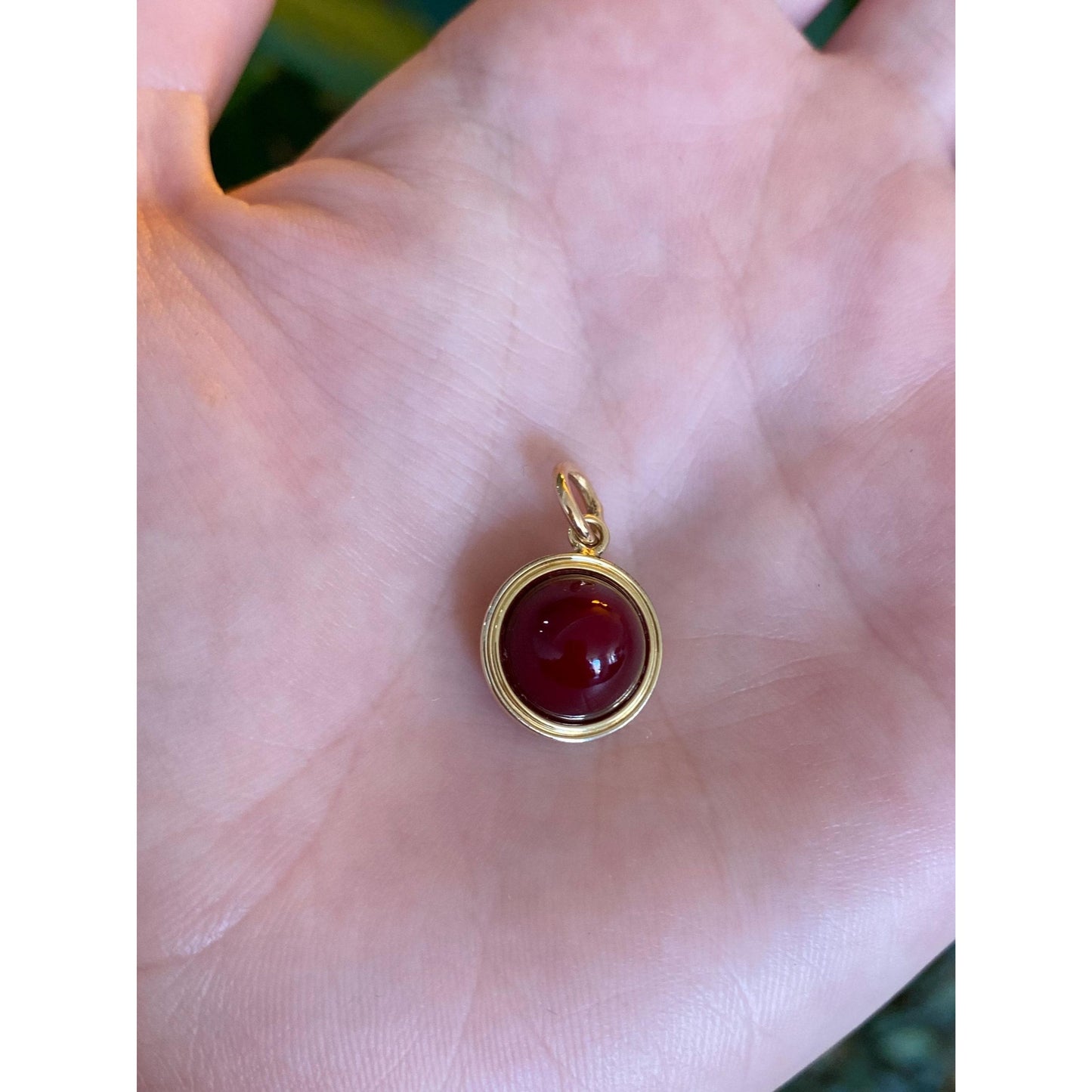 Vintage Solid 10k Yellow Gold Carnelian Charm