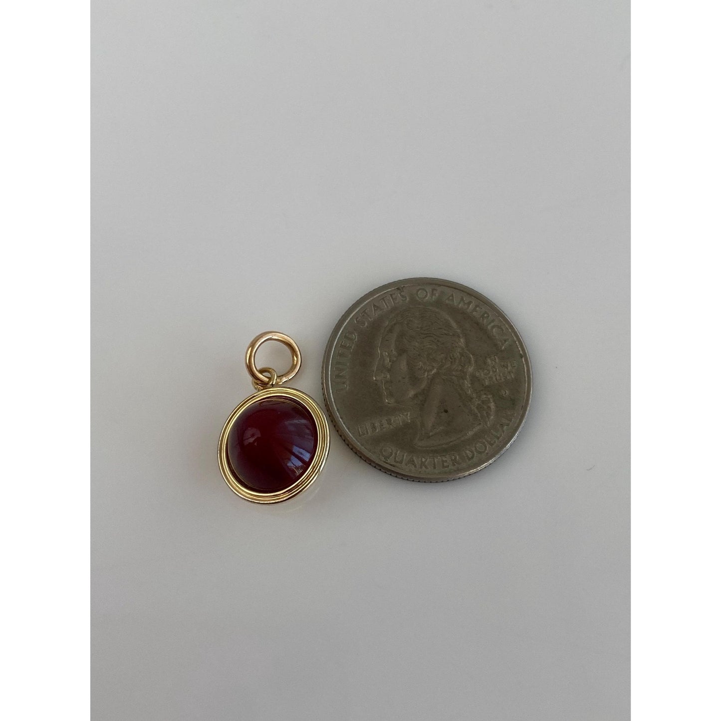 Vintage Solid 10k Yellow Gold Carnelian Charm