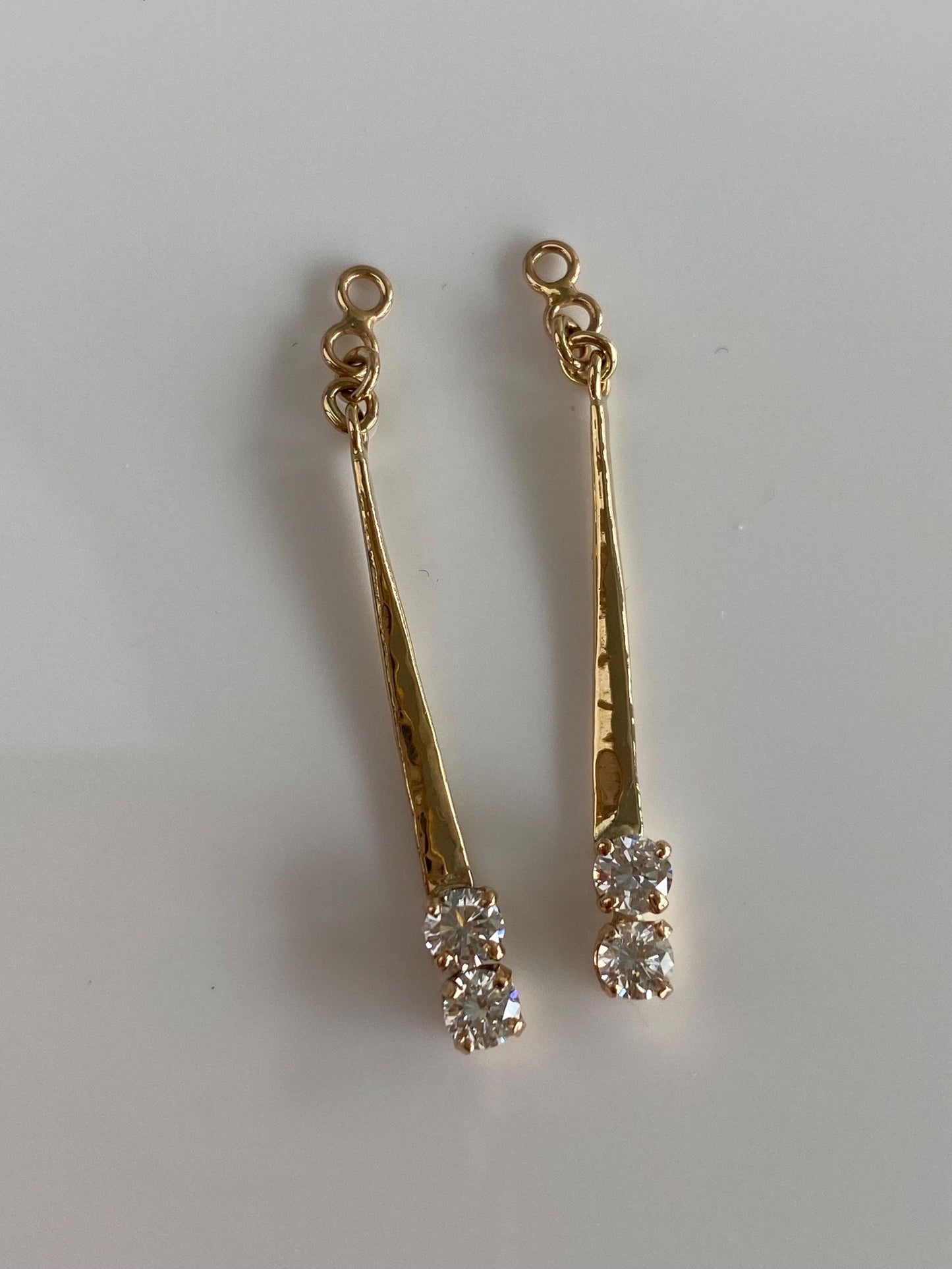 Vintage Solid 14k Yellow Gold Diamonds Dangle Earring Jackets
