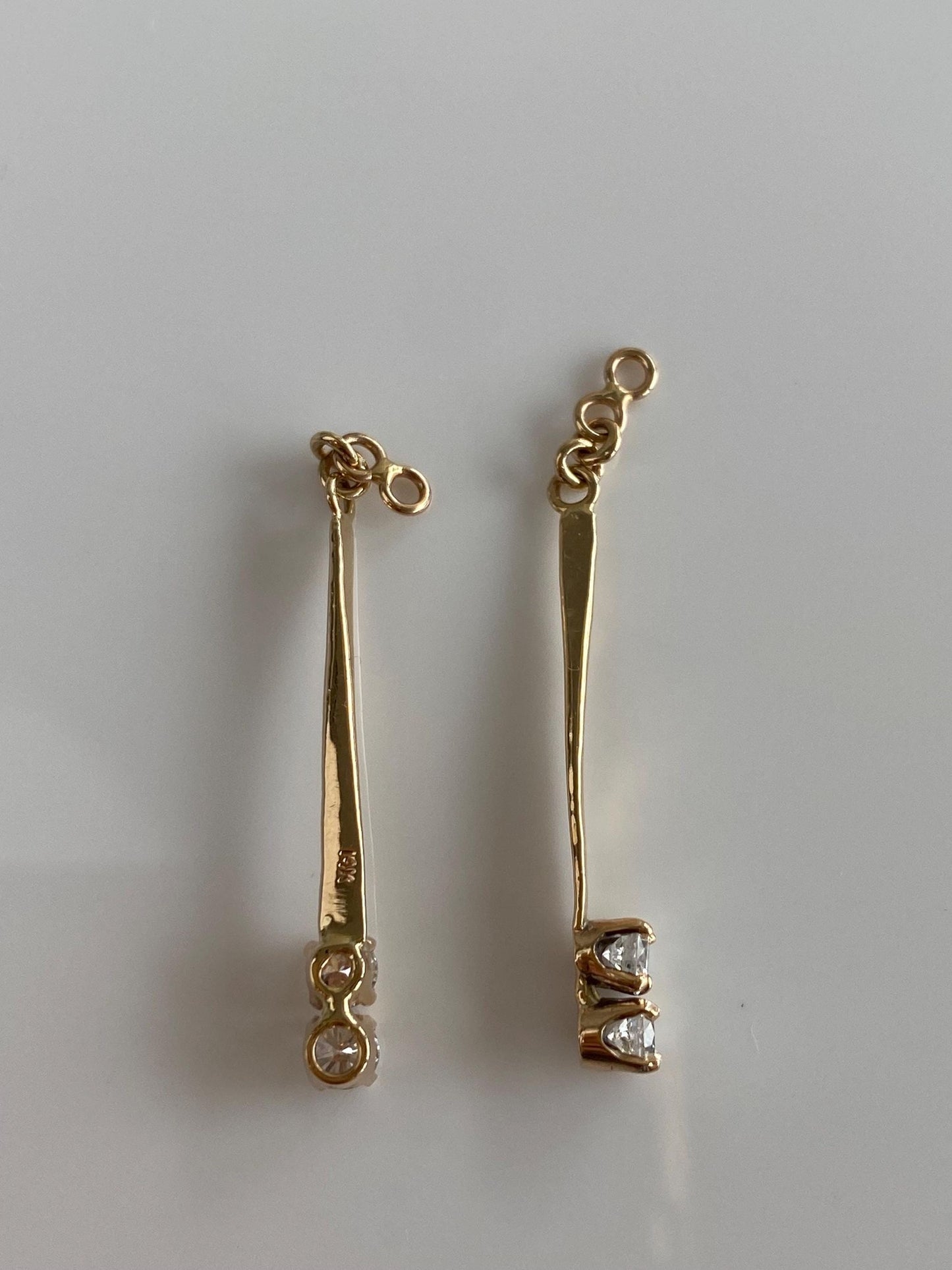 Vintage Solid 14k Yellow Gold Diamonds Dangle Earring Jackets