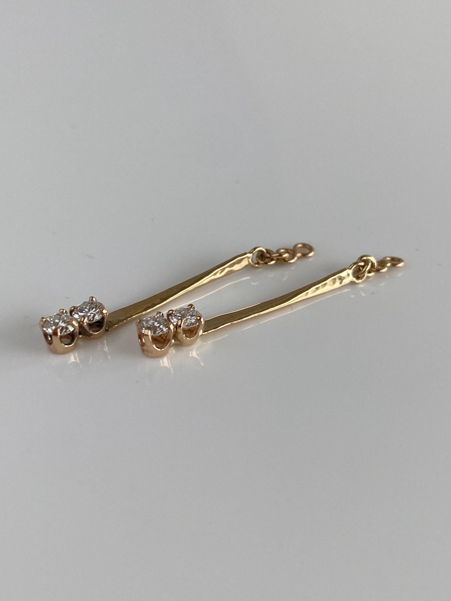 Vintage Solid 14k Yellow Gold Diamonds Dangle Earring Jackets