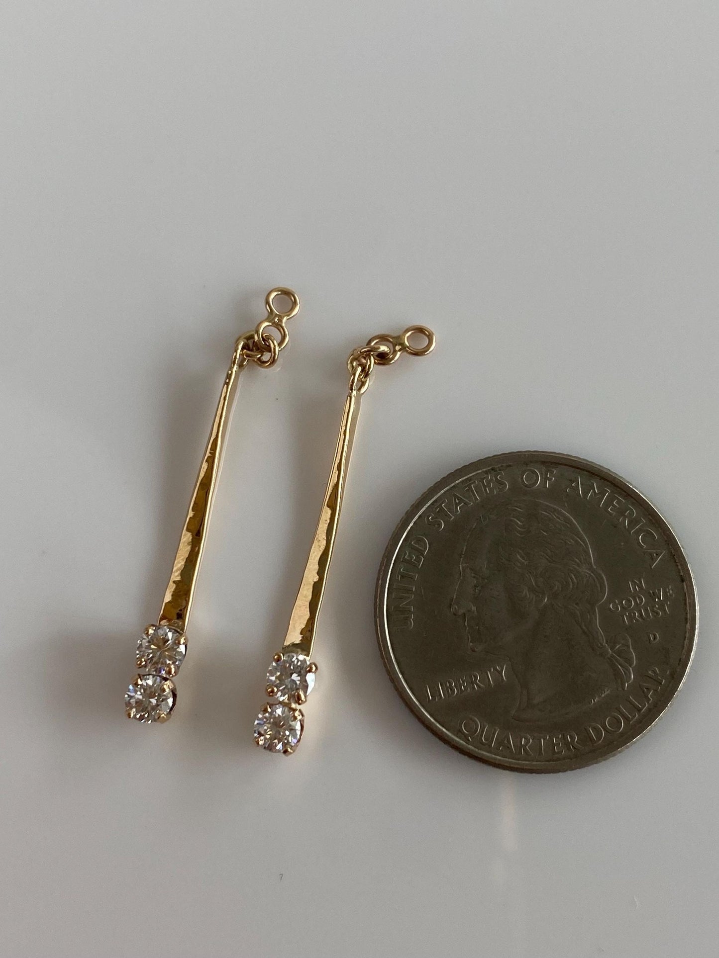 Vintage Solid 14k Yellow Gold Diamonds Dangle Earring Jackets