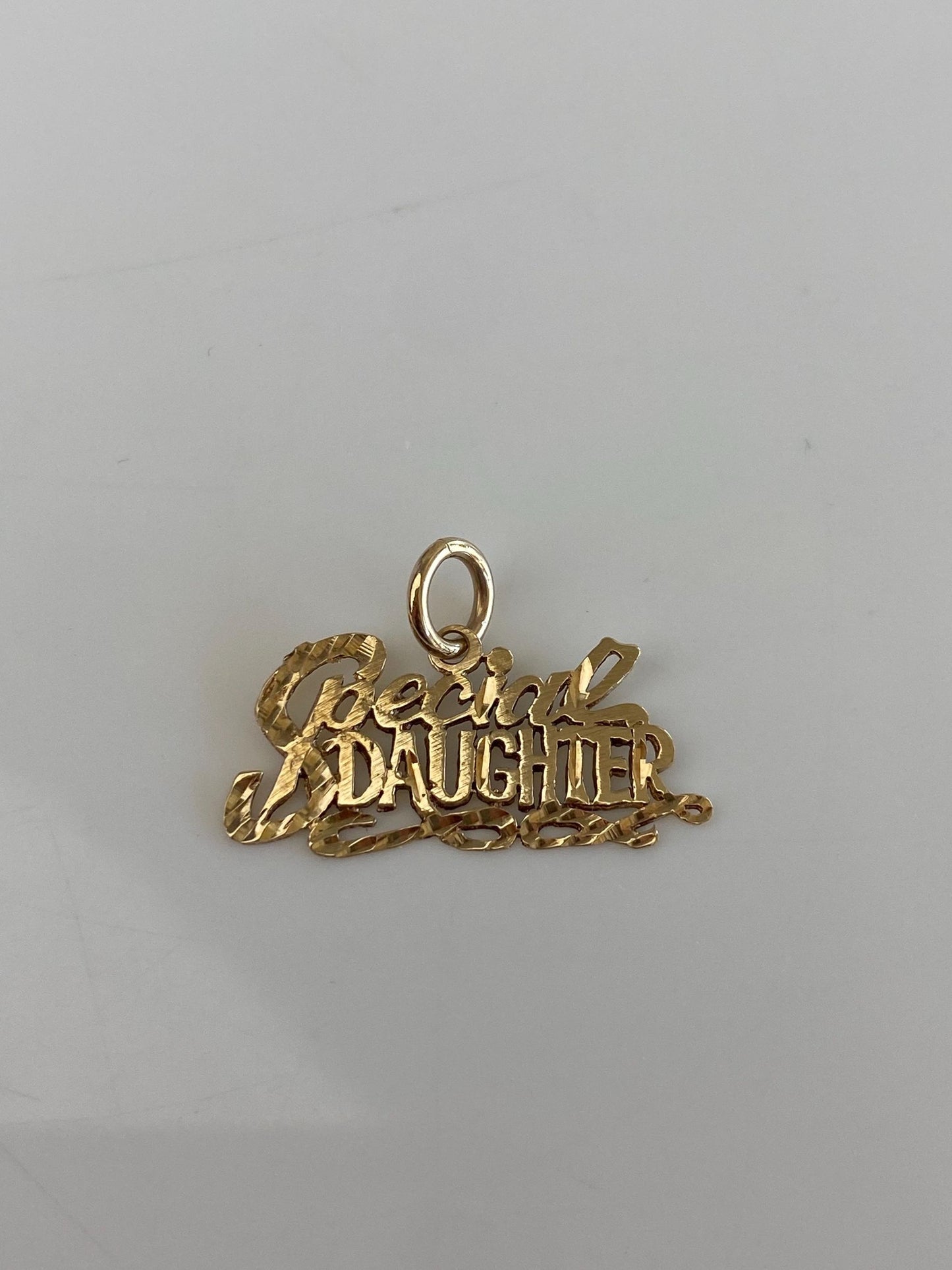 Vintage Solid 14k Yellow Gold Diamond Cut 'Special Daughter' Charm