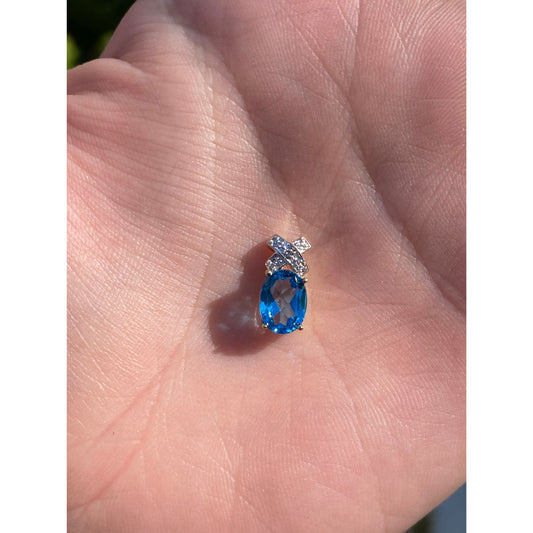 Vintage Solid 14k Yellow Gold Topaz & Diamond X Slide Charm