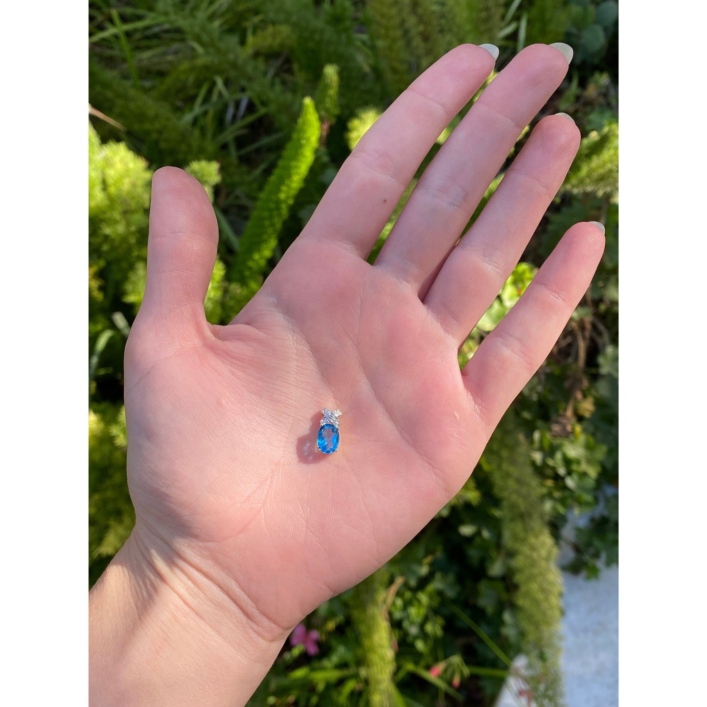 Vintage Solid 14k Yellow Gold Topaz & Diamond X Slide Charm