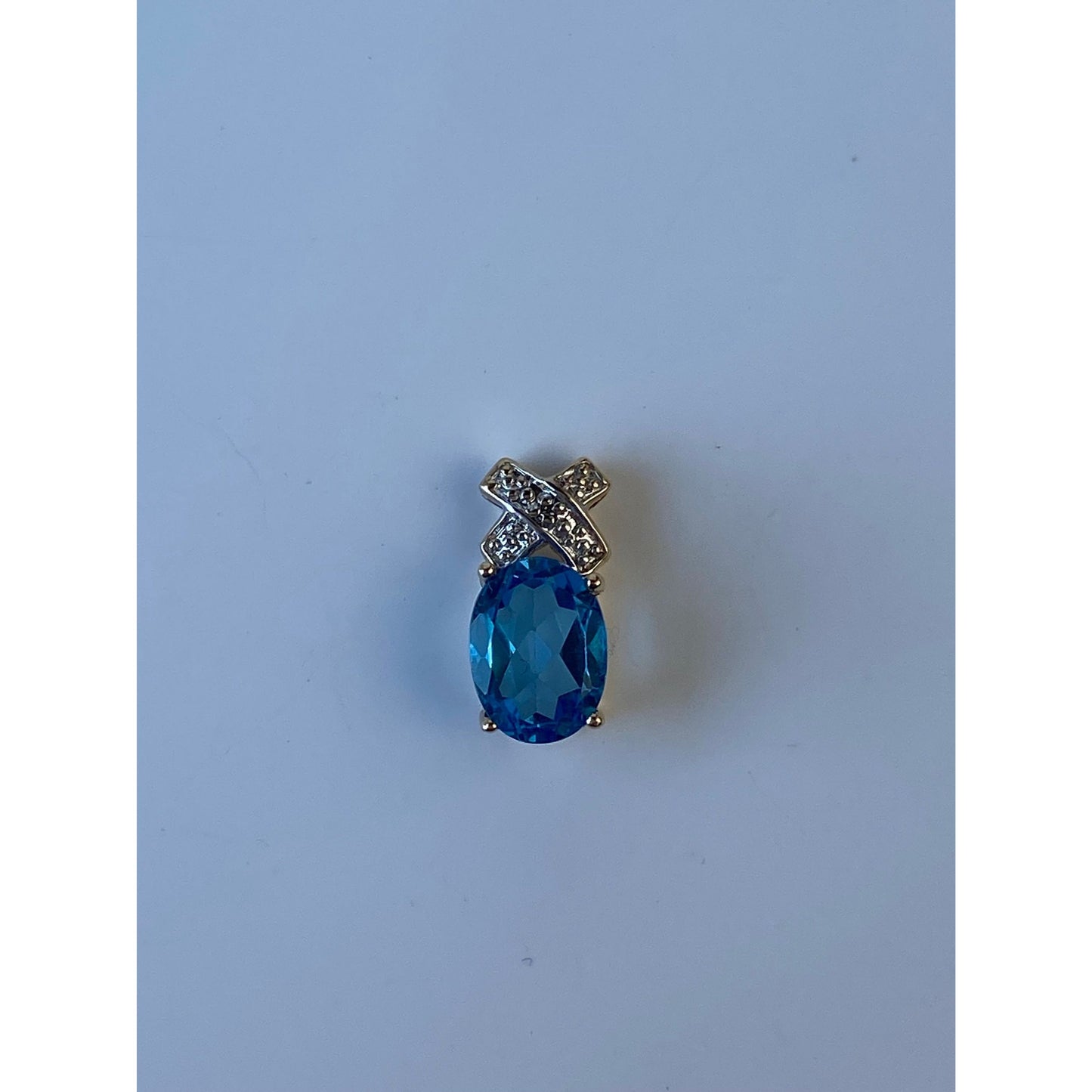 Vintage Solid 14k Yellow Gold Topaz & Diamond X Slide Charm