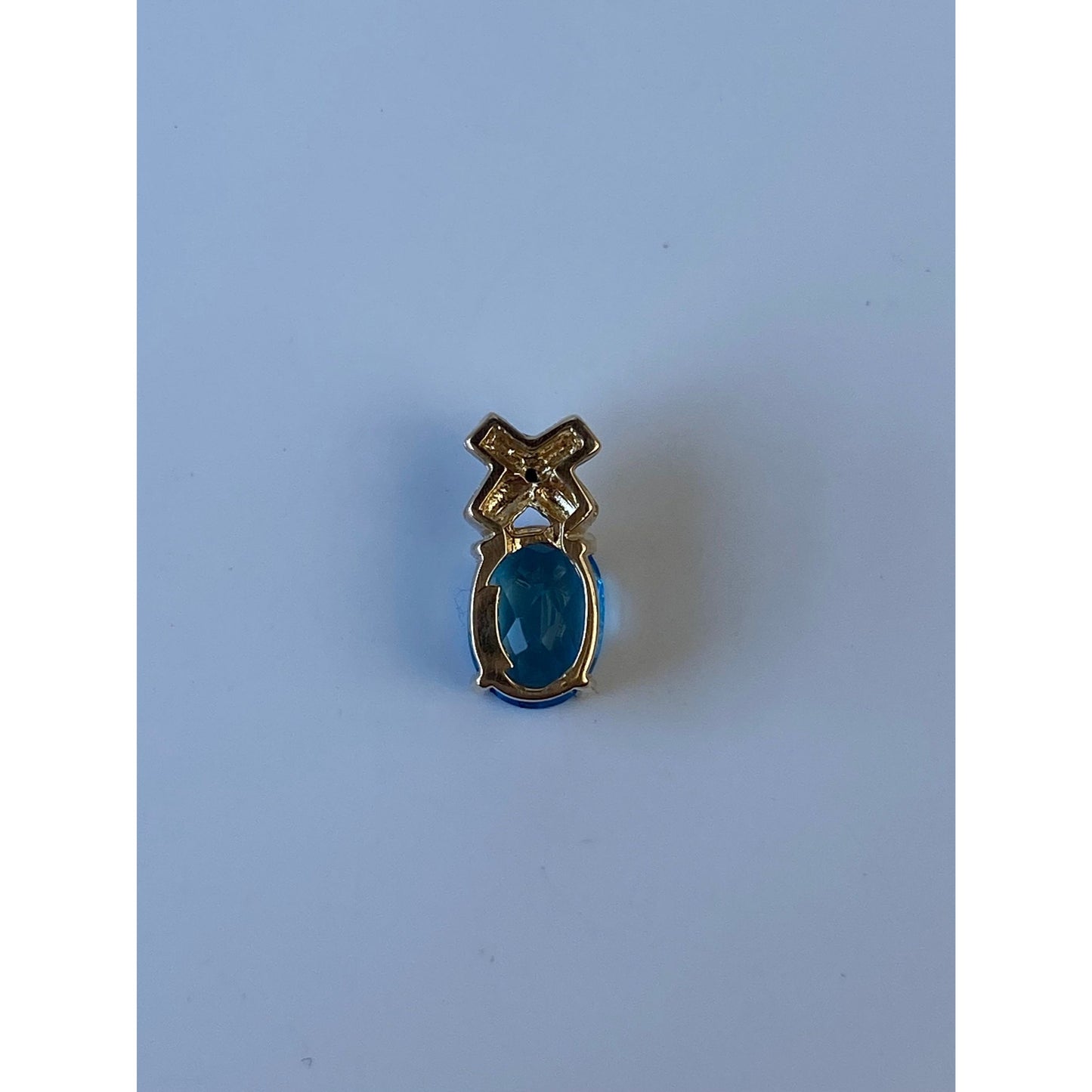 Vintage Solid 14k Yellow Gold Topaz & Diamond X Slide Charm