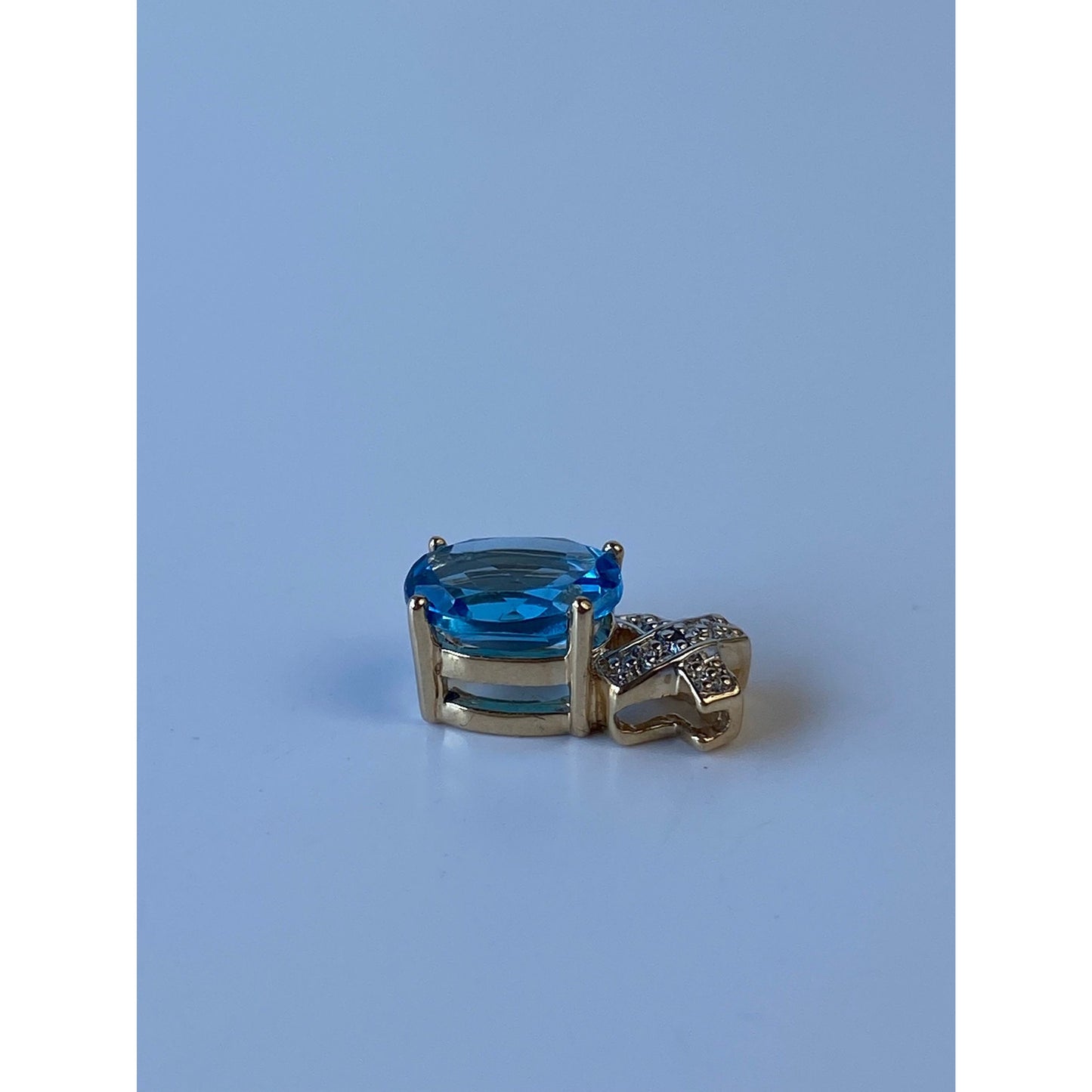 Vintage Solid 14k Yellow Gold Topaz & Diamond X Slide Charm