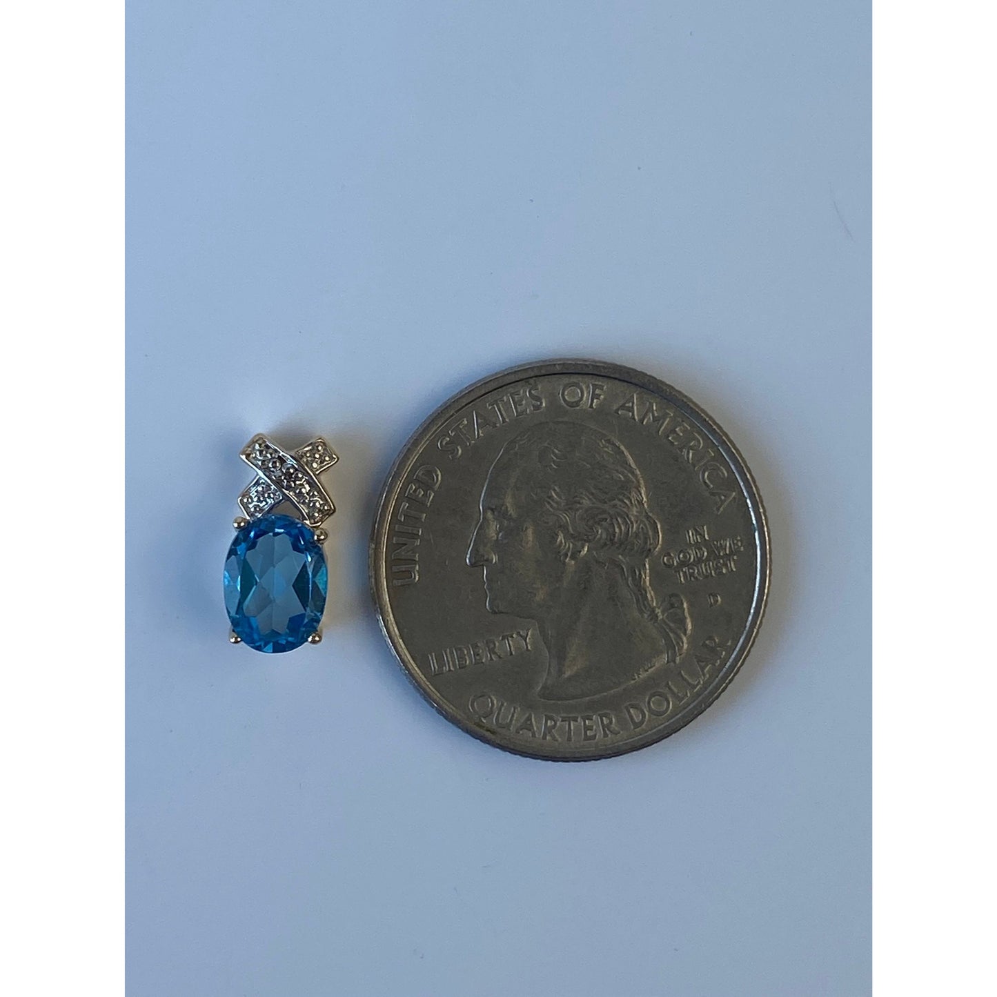 Vintage Solid 14k Yellow Gold Topaz & Diamond X Slide Charm