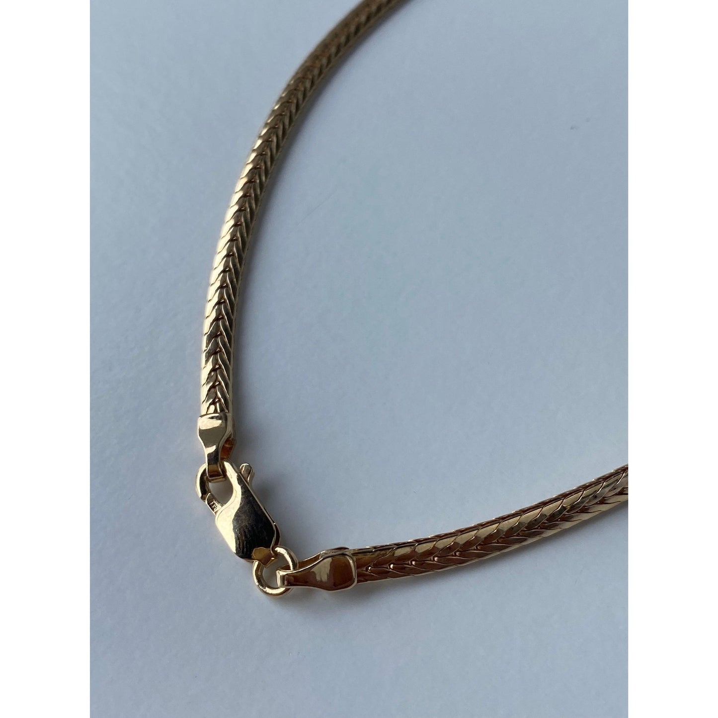 Vintage Solid 14k Yellow Gold Diamond Flat Chain Necklace - 18.5 inches