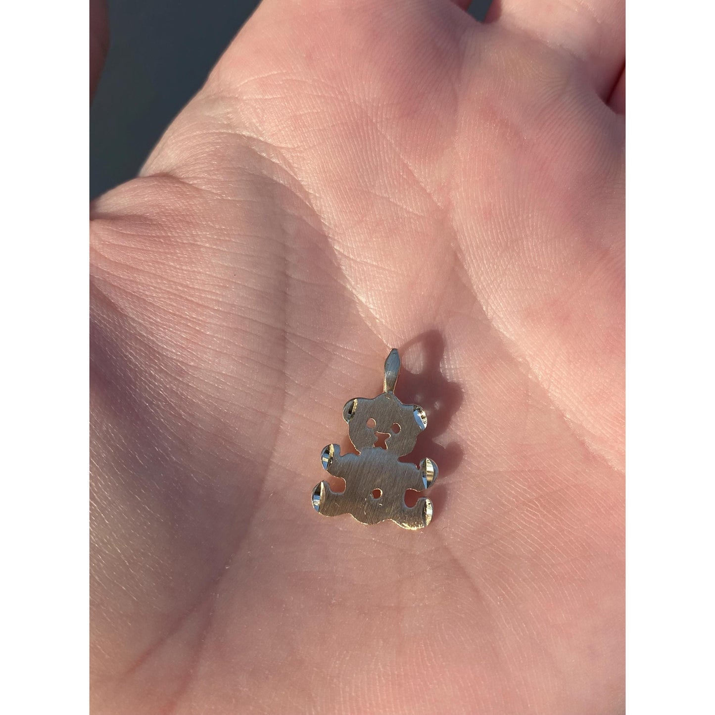 Solid 14k Yellow Gold Diamond Cut Teddy Bear Charm