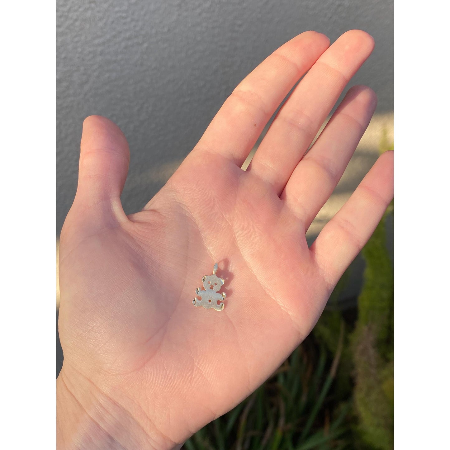 Solid 14k Yellow Gold Diamond Cut Teddy Bear Charm