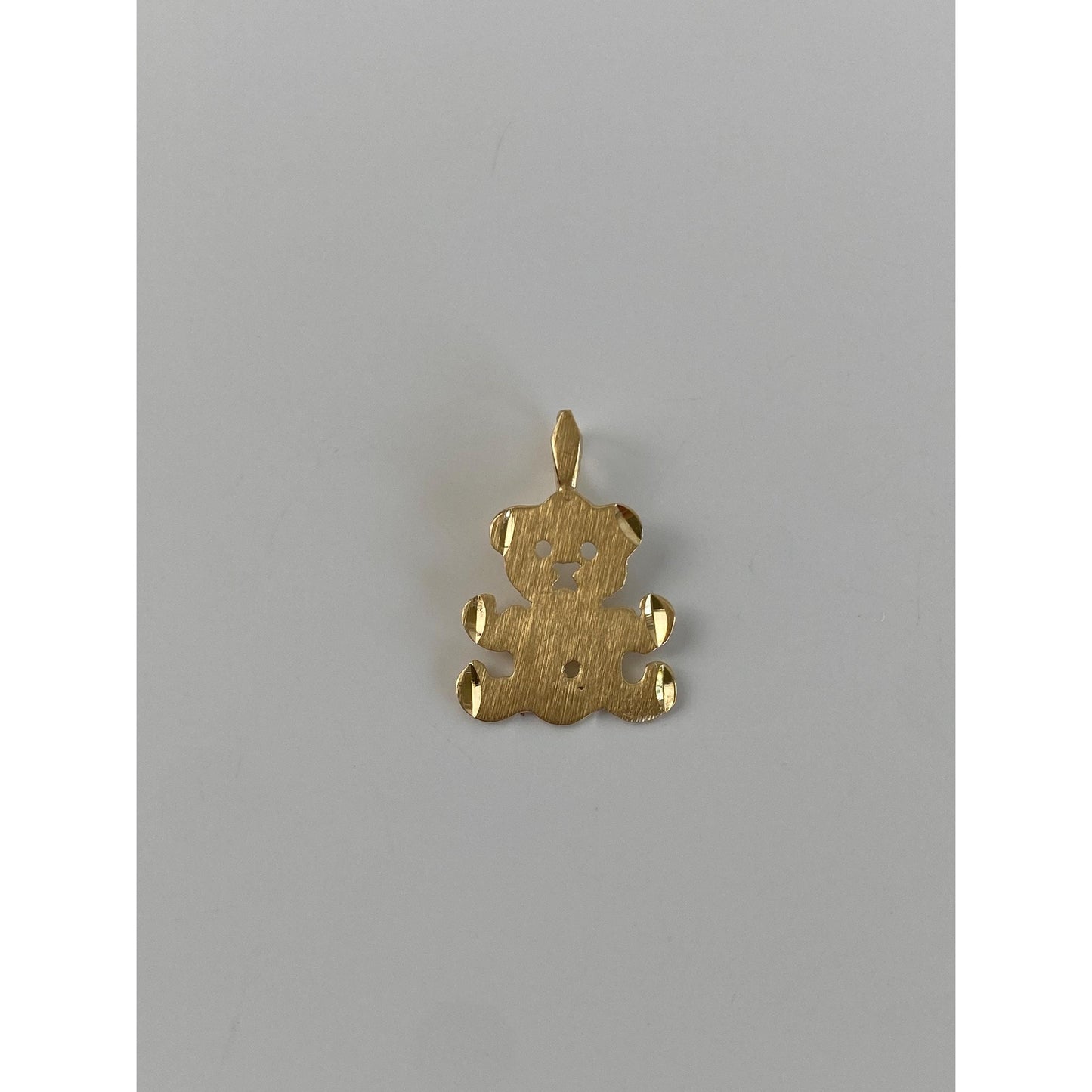 Solid 14k Yellow Gold Diamond Cut Teddy Bear Charm