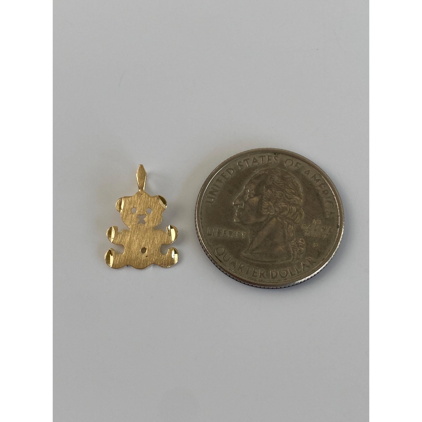 Solid 14k Yellow Gold Diamond Cut Teddy Bear Charm