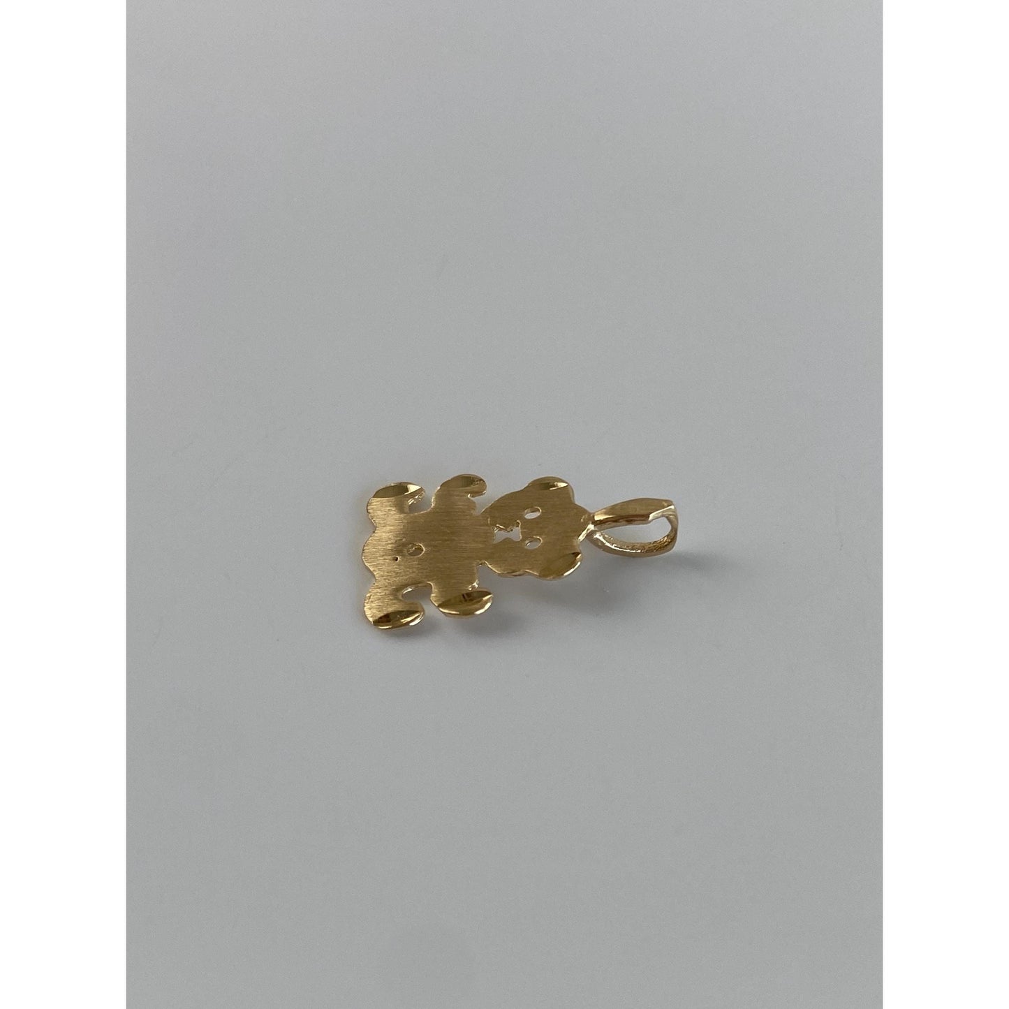 Solid 14k Yellow Gold Diamond Cut Teddy Bear Charm