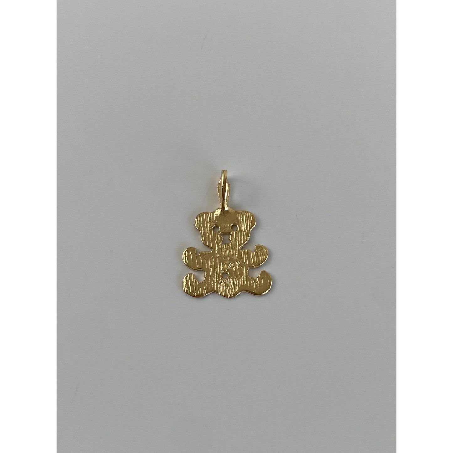 Solid 14k Yellow Gold Diamond Cut Teddy Bear Charm