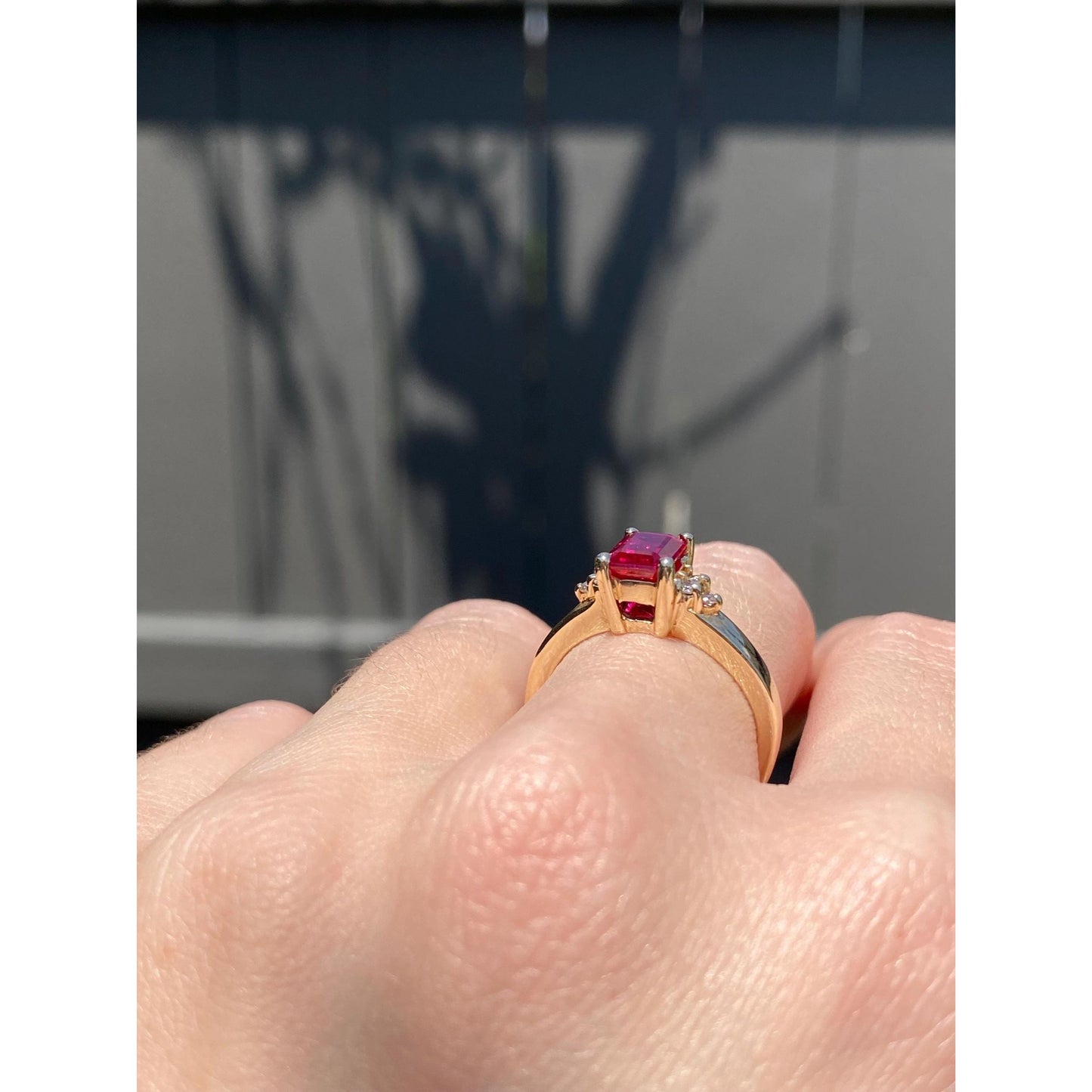 Vintage Solid 14k Yellow Gold Diamond Pink Spinel Ring - Size 6.25