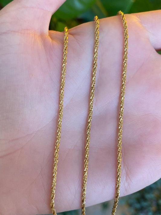 Solid 18k Yellow Gold Twist Chain Necklace - 23.5 inches