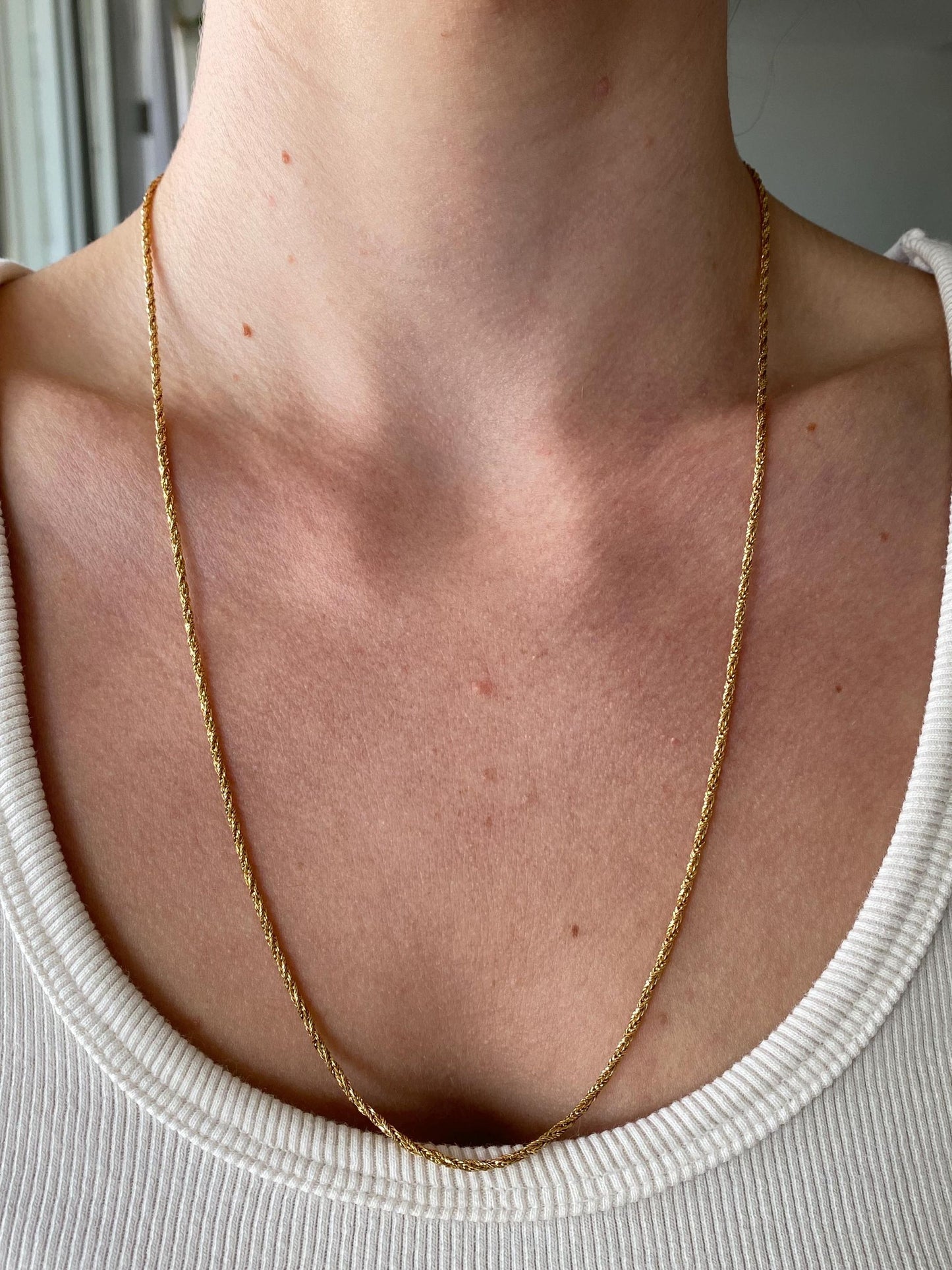 Solid 18k Yellow Gold Twist Chain Necklace - 23.5 inches