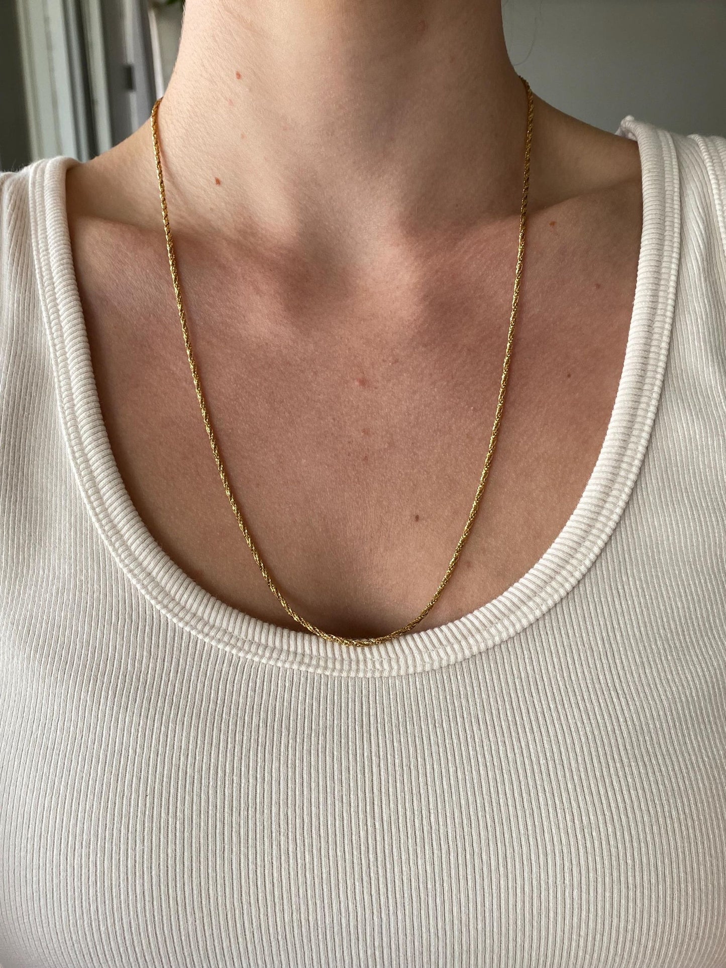Solid 18k Yellow Gold Twist Chain Necklace - 23.5 inches