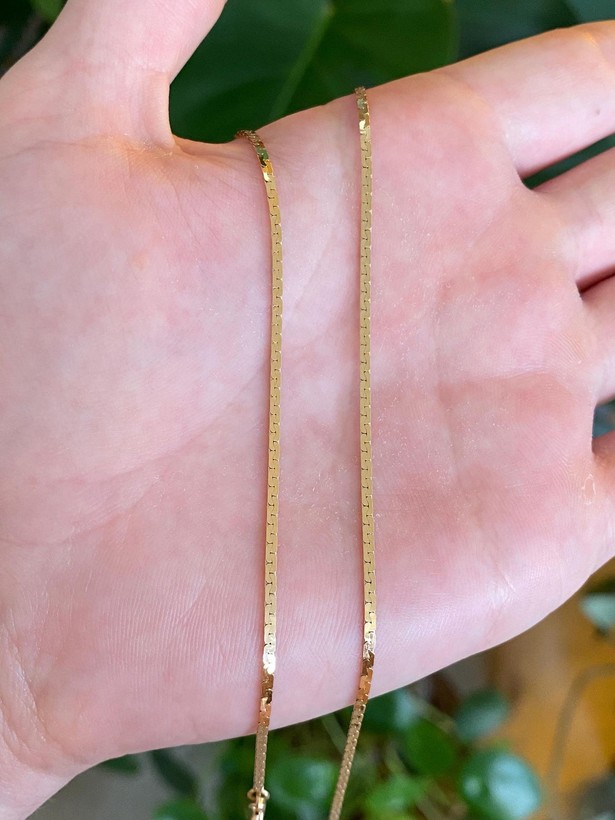 Vintage Solid 14k Yellow Gold Flat C Link Chain Necklace - 18.5 inches