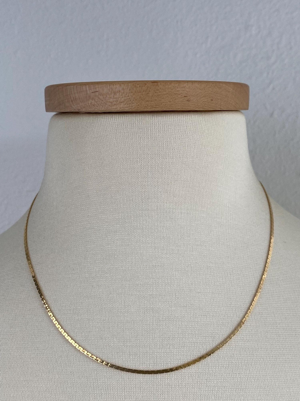 Vintage Solid 14k Yellow Gold Flat C Link Chain Necklace - 18.5 inches