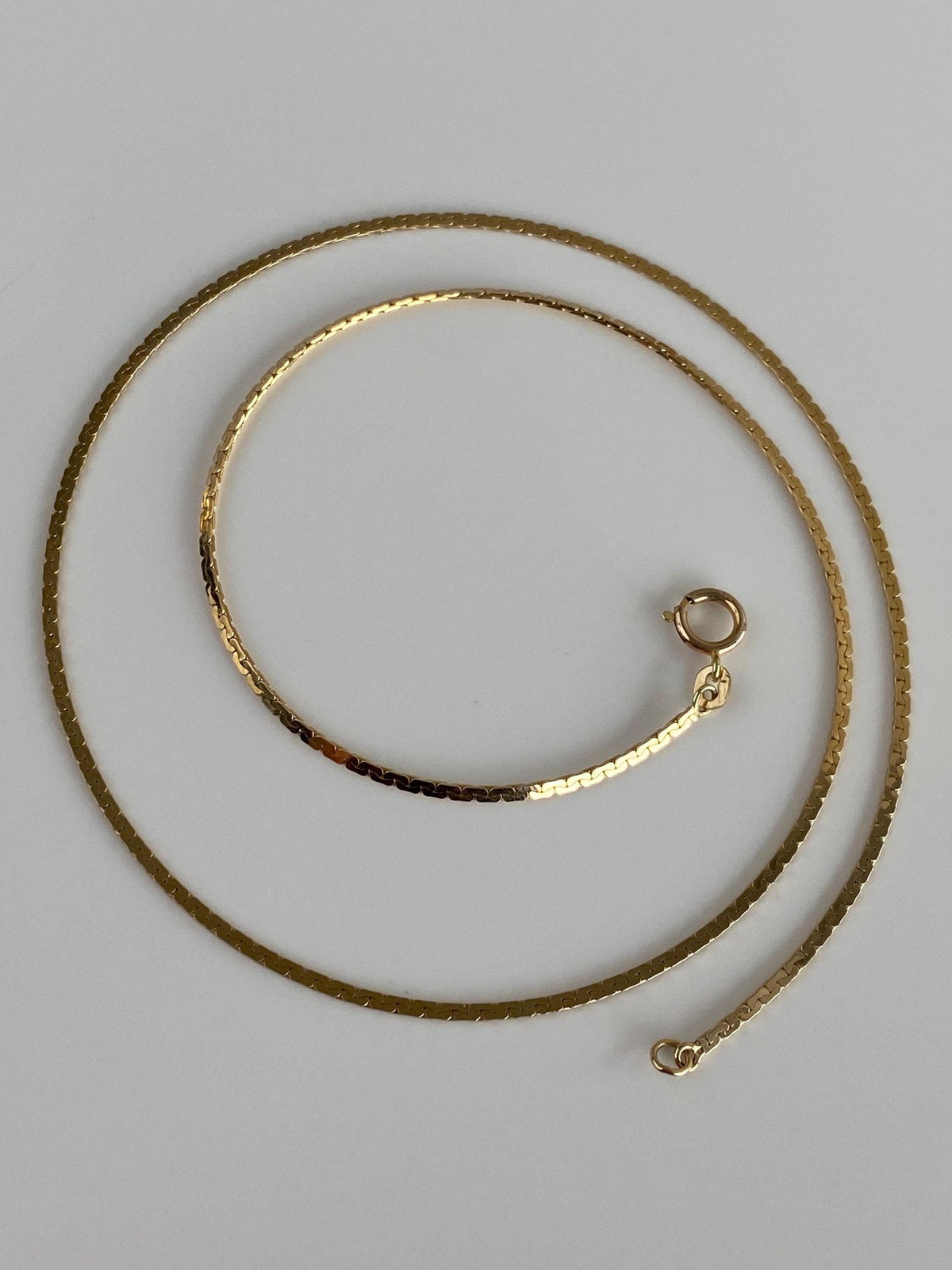 Vintage Solid 14k Yellow Gold Flat C Link Chain Necklace - 18.5 inches